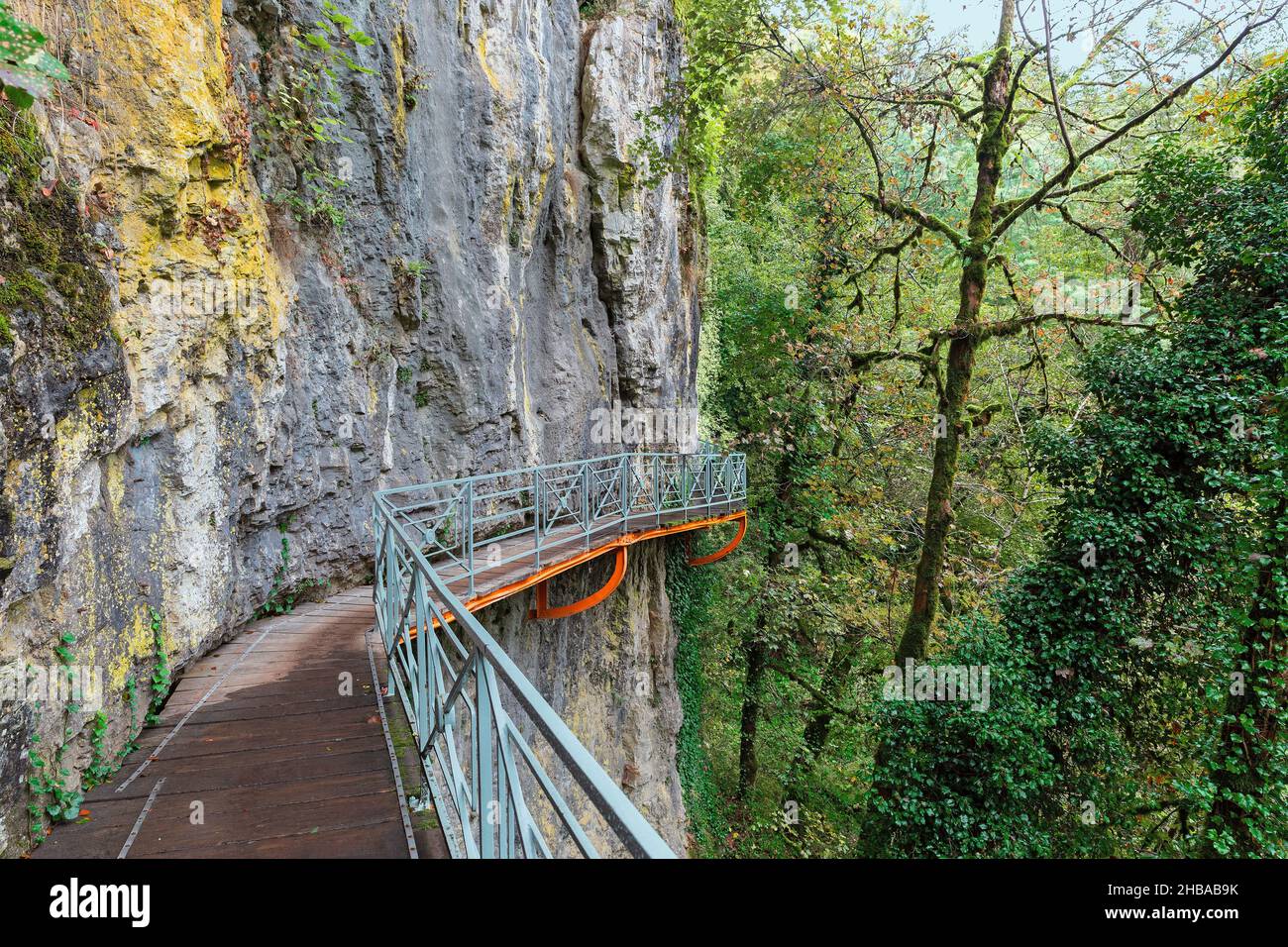 Belle Gorges du Fier, canyon fluviale in Francia vicino al lago di Annecy. Foto Stock