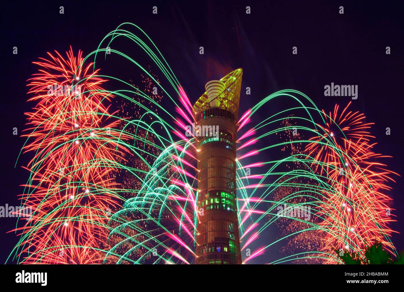 Fuochi d'artificio a Doha, QATAR Foto Stock