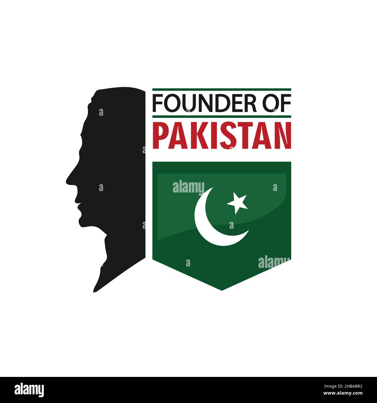 Quaid e Azam Day Celebration Poster Concept, 25 dicembre, Flat Design con bandiera pakistana Illustrazione Vettoriale