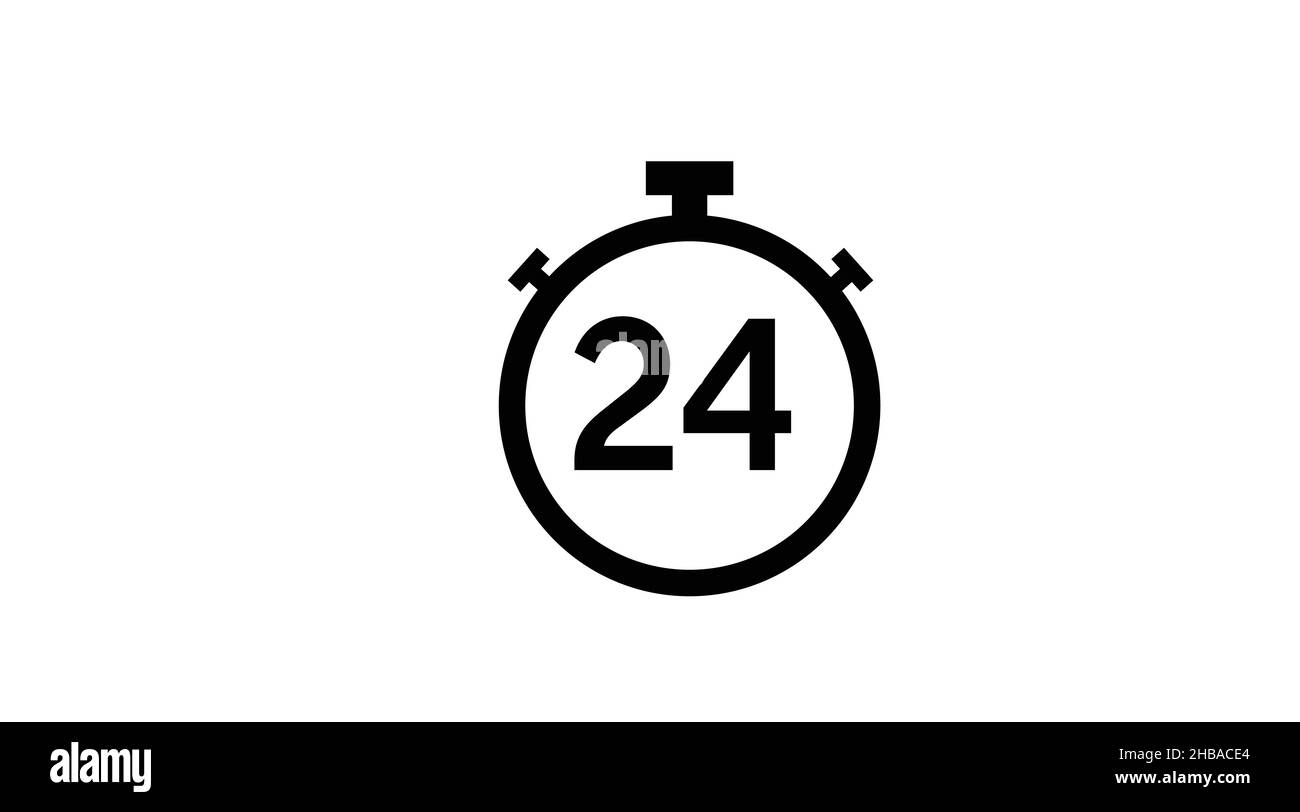 Icona o logo 24 ore. Illustrazione piatta modificabile con isolamento vettoriale Illustrazione Vettoriale