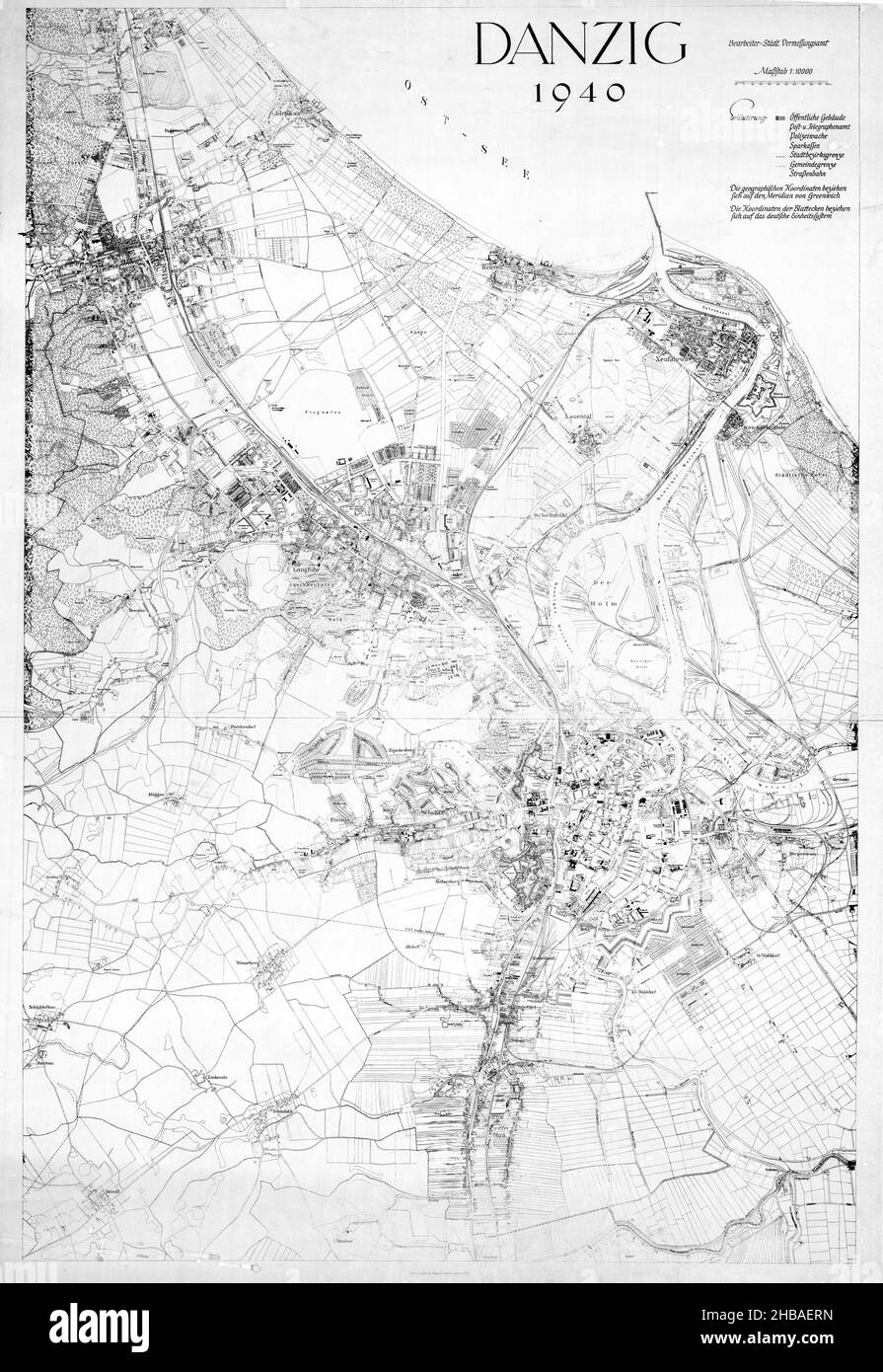 Mappa di Danzica, Mappa di Danzica Vecchia, Mappa di Danzica retro, Mappa di Danzica Vintage, Mappa di Danzica, Mappa di Danzica, Mappa Vecchia di Danzica, Mappa retro Gdańsk, Vecchia Gdańsk Foto Stock