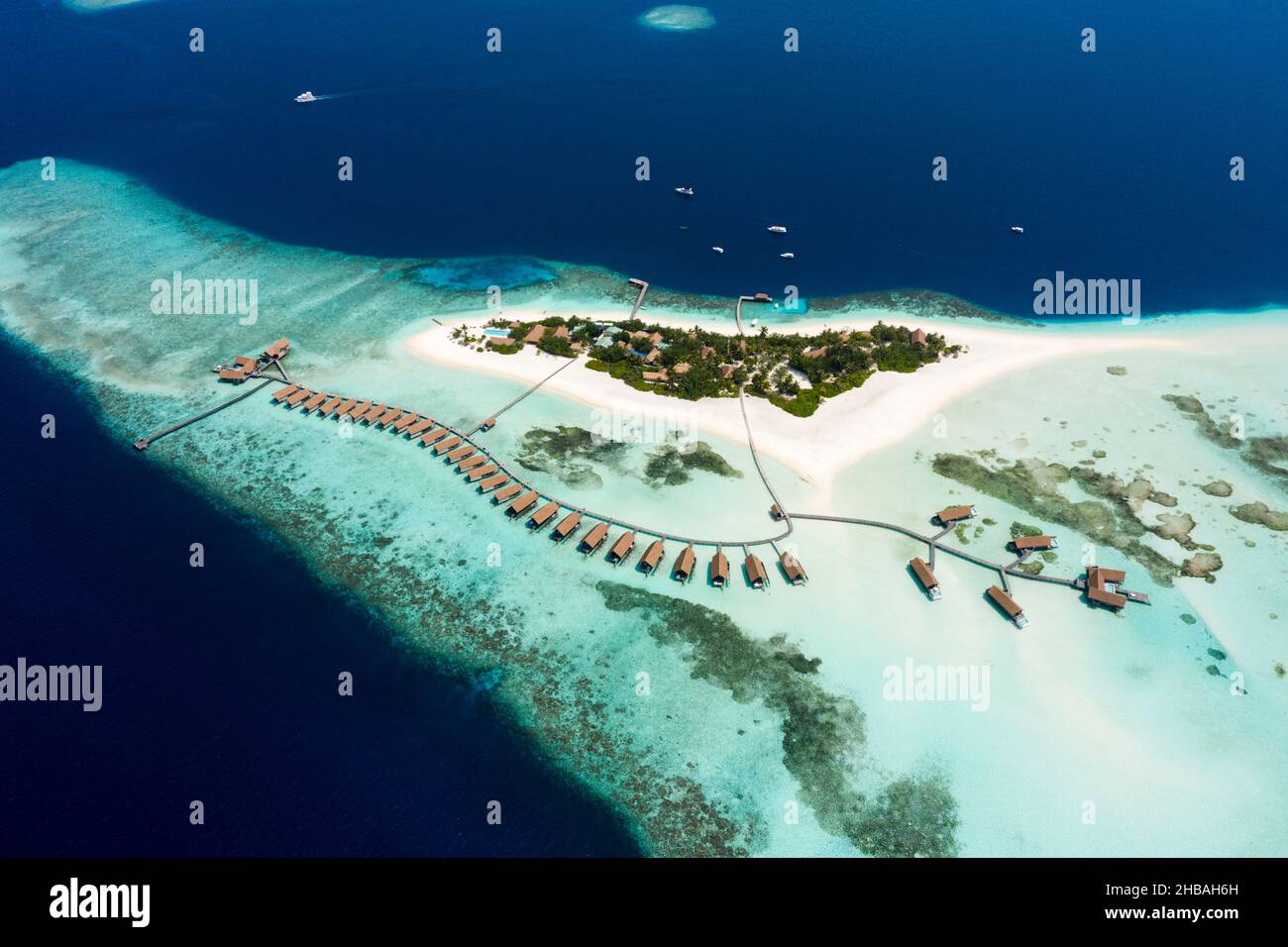 Isola di vacanza Isola di cacao, South Male Atoll, Oceano Indiano, Maldive Foto Stock