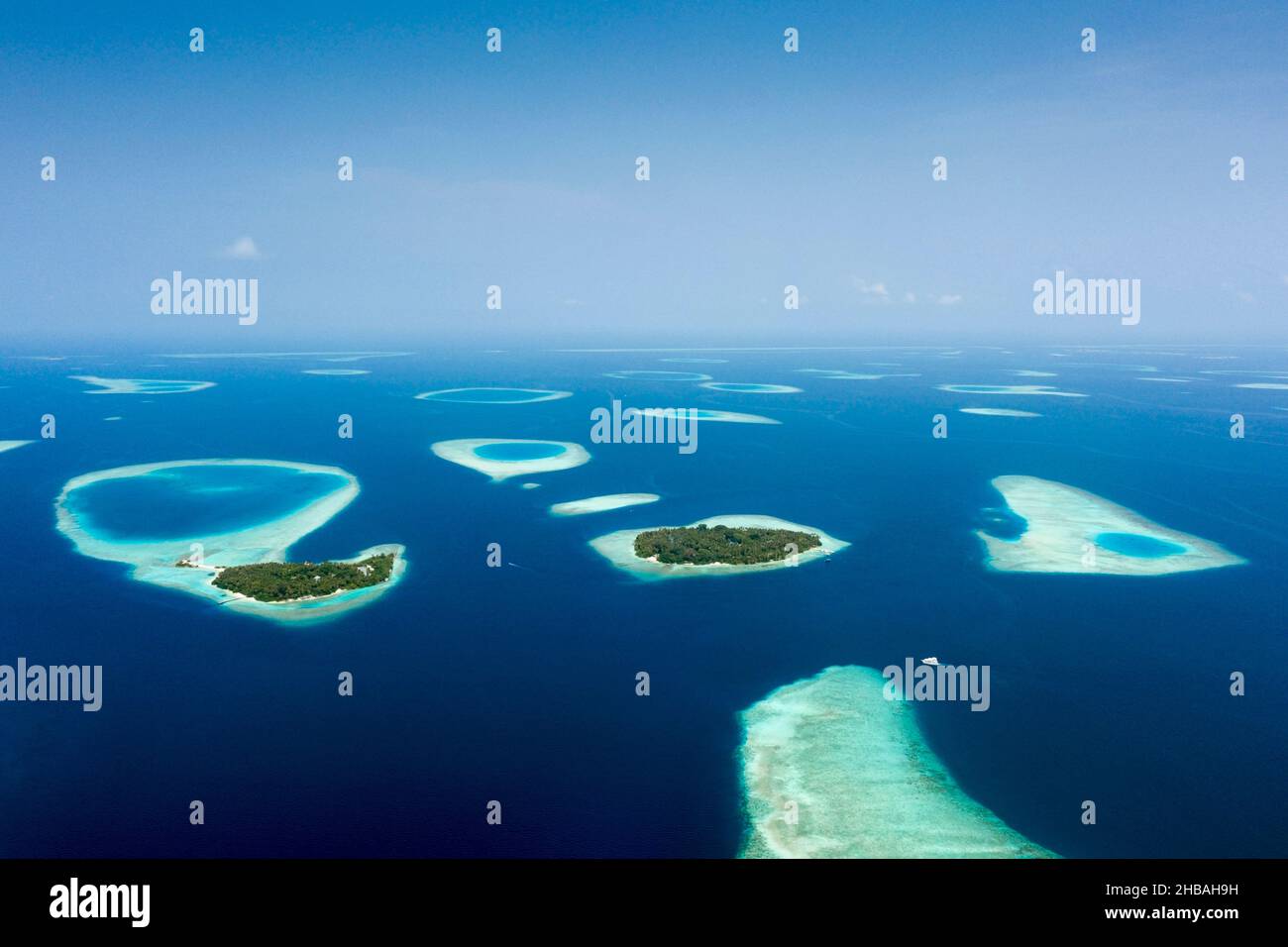 Isola di vacanza e Villivaru Biyaadhoo, South Male Atoll, Oceano Indiano, Maldive Foto Stock