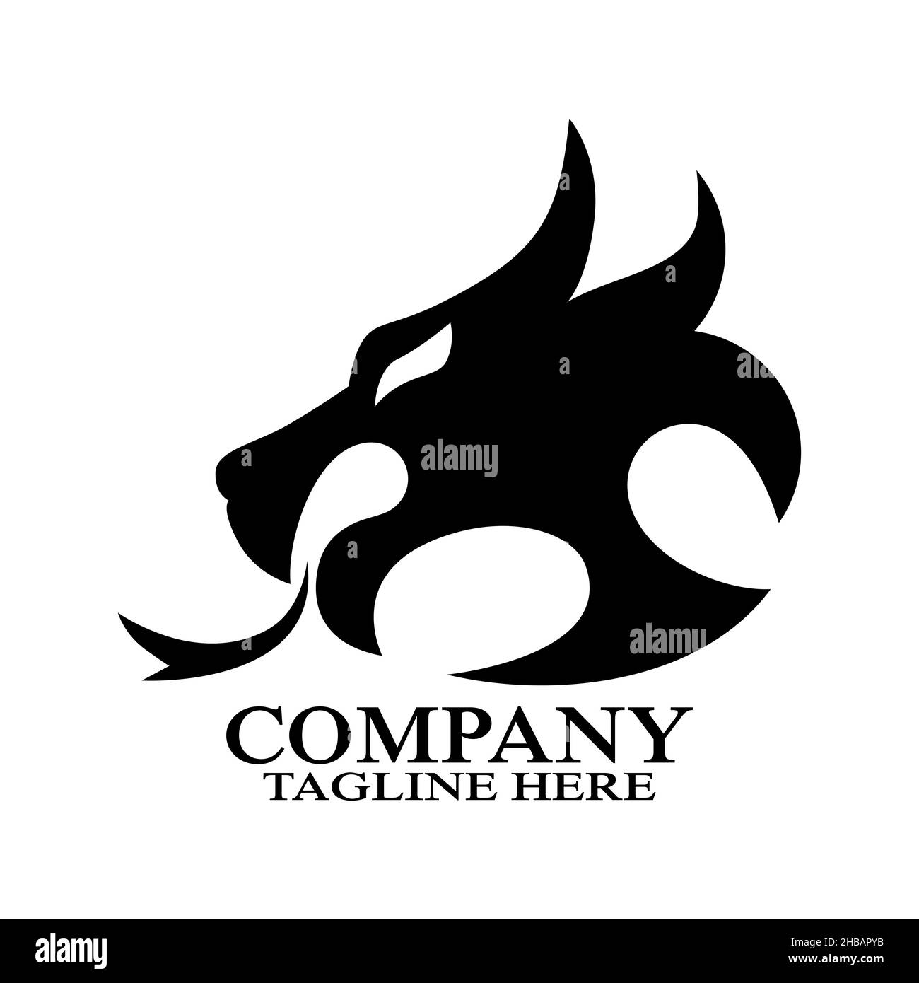 Logo moderno e stilizzato del drago nero veloce. Illustrazione vettoriale Illustrazione Vettoriale
