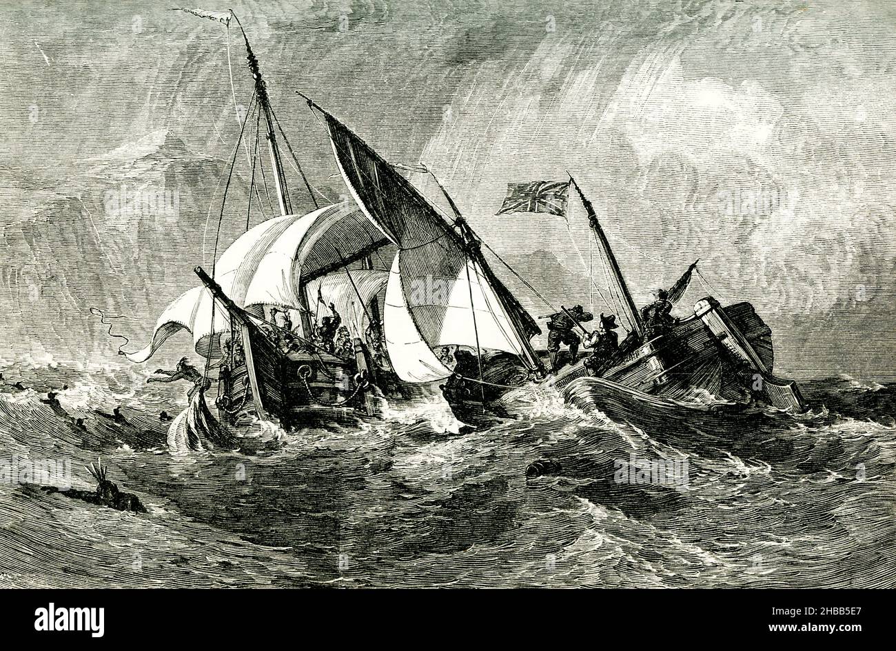 Questa illustrazione del 1890 mostra lo "exploit of Major Stobo". Major Stobo fu un soldato di Scotch-Virginia durante la Guerra Francese e Indiana (1754-1759). Era conosciuto per il suo sfruttamento come prigioniero coloniale di guerra in Canada durante la guerra. Condannato come spia, Stobo è stato condannato a morte, anche se la sua sentenza è stata commutato a reclusione chiuso. Con l'aiuto degli amici, è fuggito due volte. Entrambe le volte fu riconquistato. Tuttavia, la terza volta che ha provato, ha ottenuto via sicuro. Travestito, lui e altre otto persone si sono inandati in canoa. Ci sono voluti dieci giorni per addled duecento miglia giù il St. Lawrence R. Foto Stock