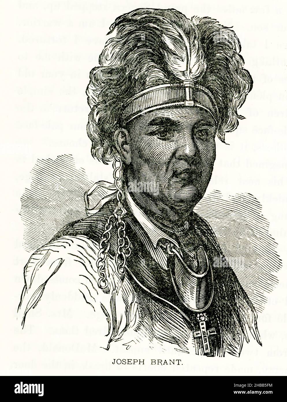 Thayendanegea o Joseph Brent era un leader politico e militare di Mohawk, con sede nell'odierna New York, che era strettamente associato con la Gran Bretagna durante e dopo la Rivoluzione americana. Nel 1775, dopo le battaglie a Lexington e Concord, le sei Nazioni si incontrarono per discutere il loro ruolo nella guerra in espansione per l'indipendenza. Mentre molti sostenevano la neutralità, quasi profeticamente, Brent aveva previsto che l’indipendenza dei coloni avrebbe significato che i nativi di tutto il continente nordamericano avrebbero perso la loro terra. L’argomentazione di Brent, insieme all’influenza di Sir William Johnson, è succeduta a conv Foto Stock