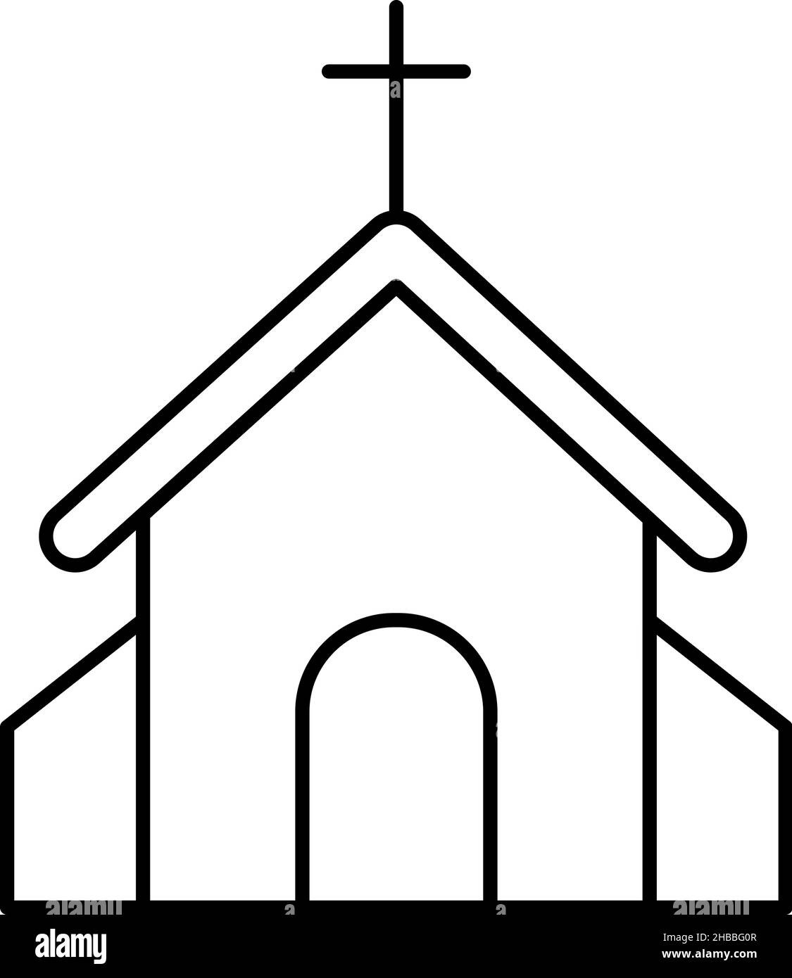 Chiesa cristiana contorno icona Vector Illustrazione Vettoriale