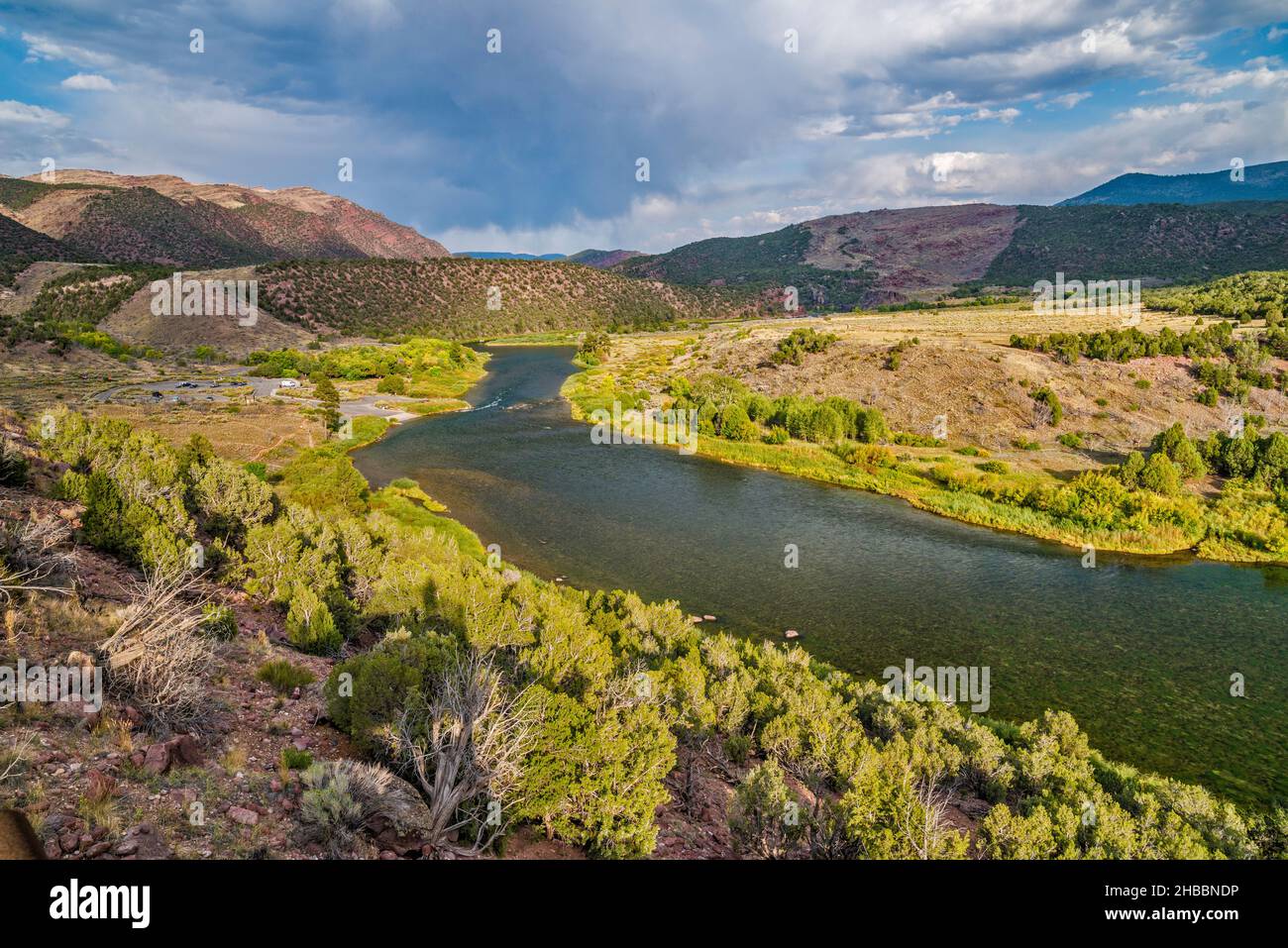 Red Canyon of Green River, Little Hole Boat Ramp, Flaming Gorge National Recreation Area, vicino a Dutch John, Utah, USA Foto Stock
