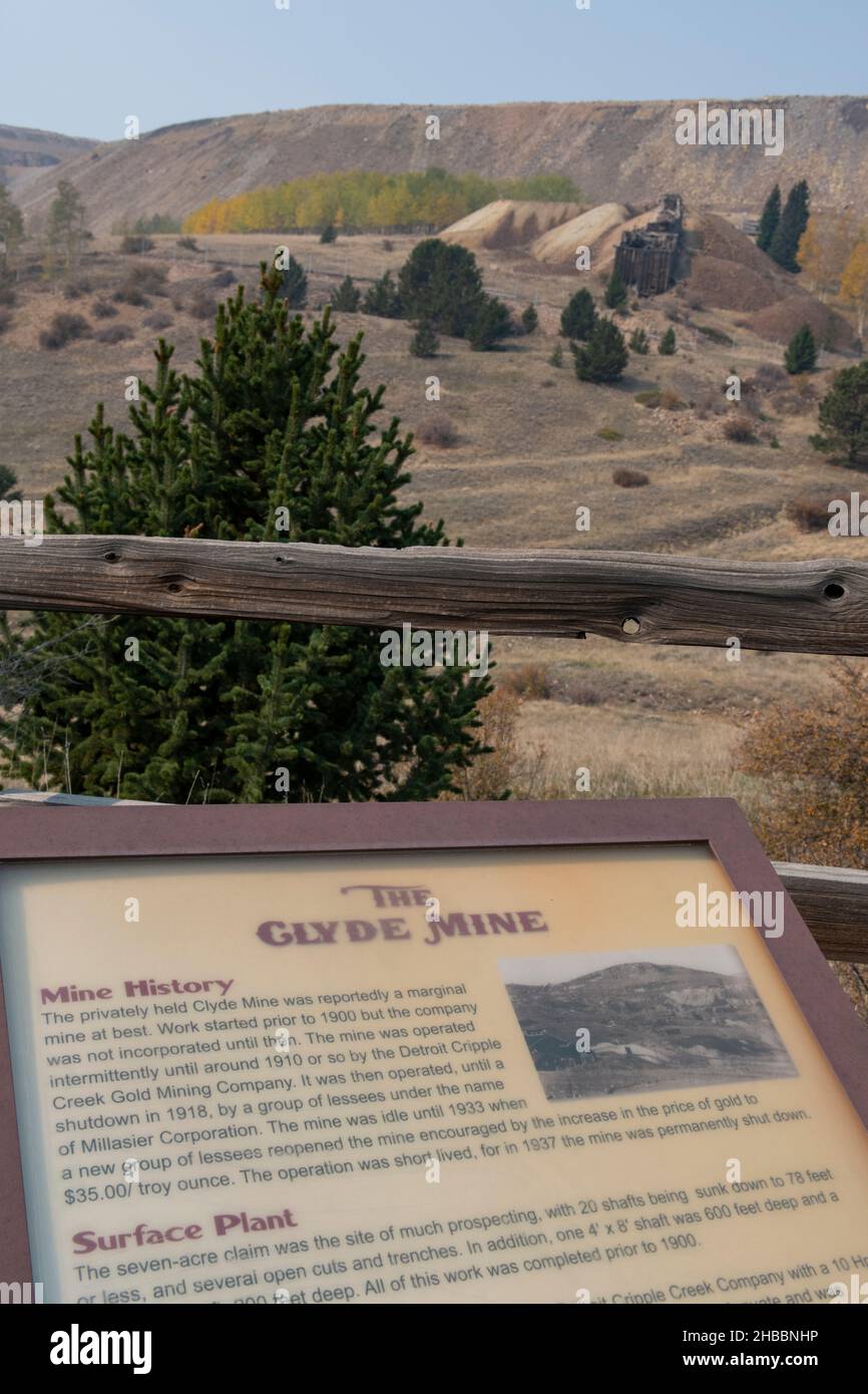 Colorado, Teller County, Victor, Vindicator Valley Trail. Storico quartiere delle miniere d'oro, la miniera di Clyde. Foto Stock