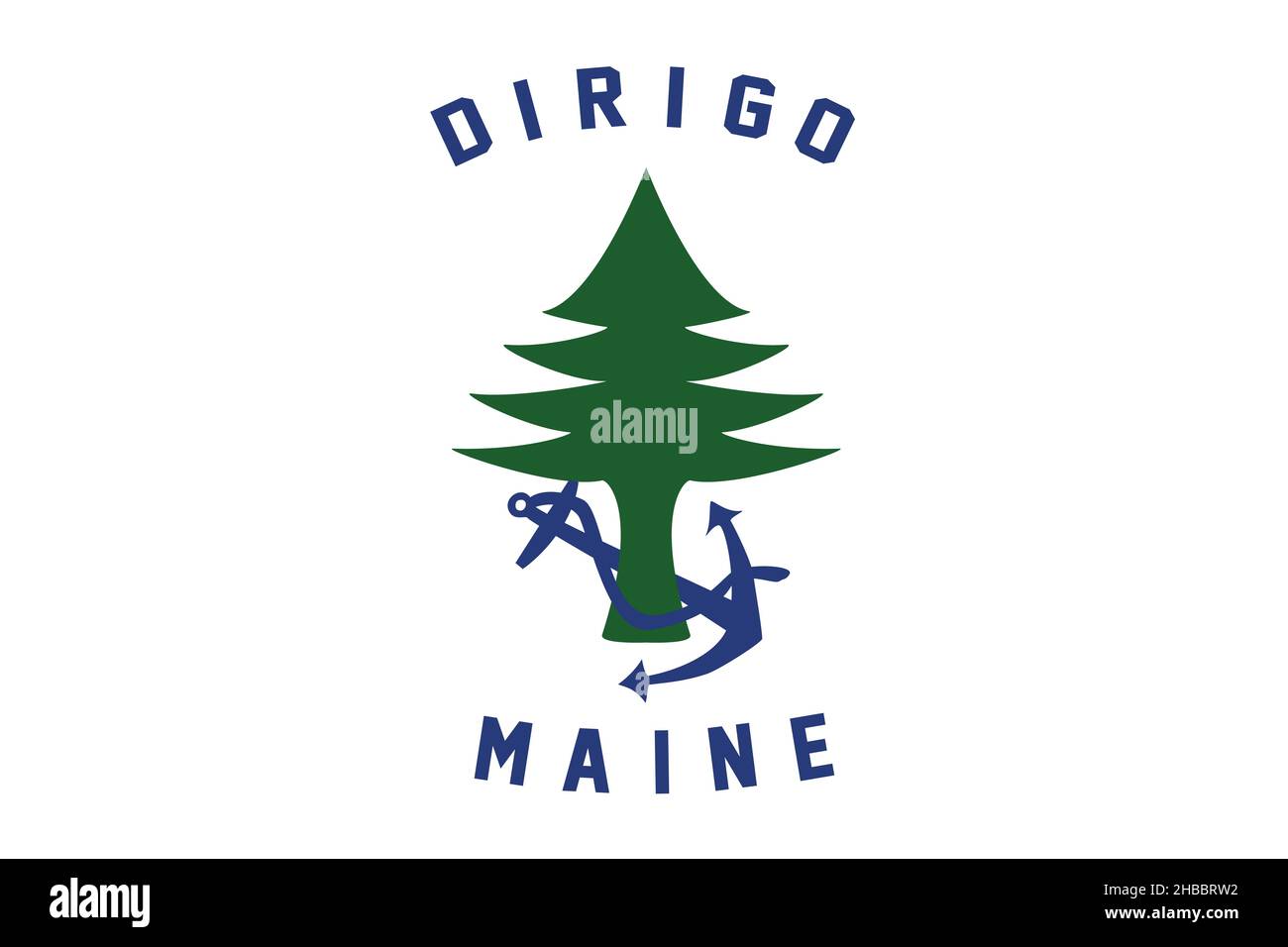 Vista dall'alto di Ensign of Maine , bandiera degli Stati Uniti, senza flagpole. Layout del progetto del piano sfondo dell'indicatore Foto Stock