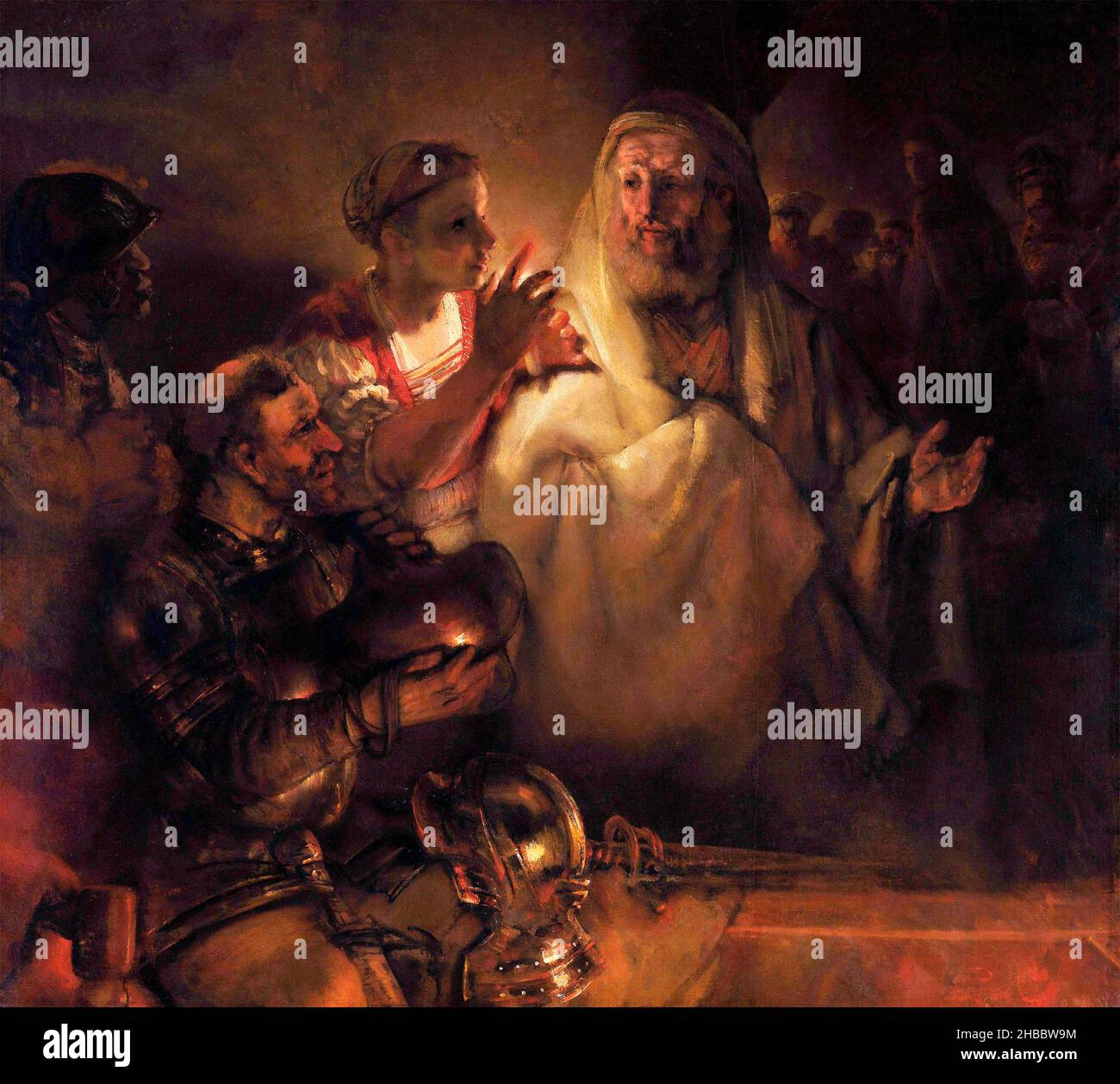 Rembrandt. Il Denial di San Pietro di Rembrandt van Rijn (1606-1669), olio su tela, 1660 Foto Stock