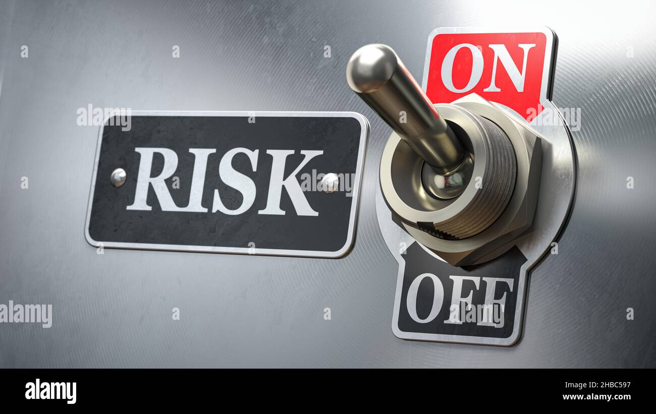 Rischio e rischio di cambio retro stato e sentimento nel mercato azionario. 3d illustrazione Foto Stock