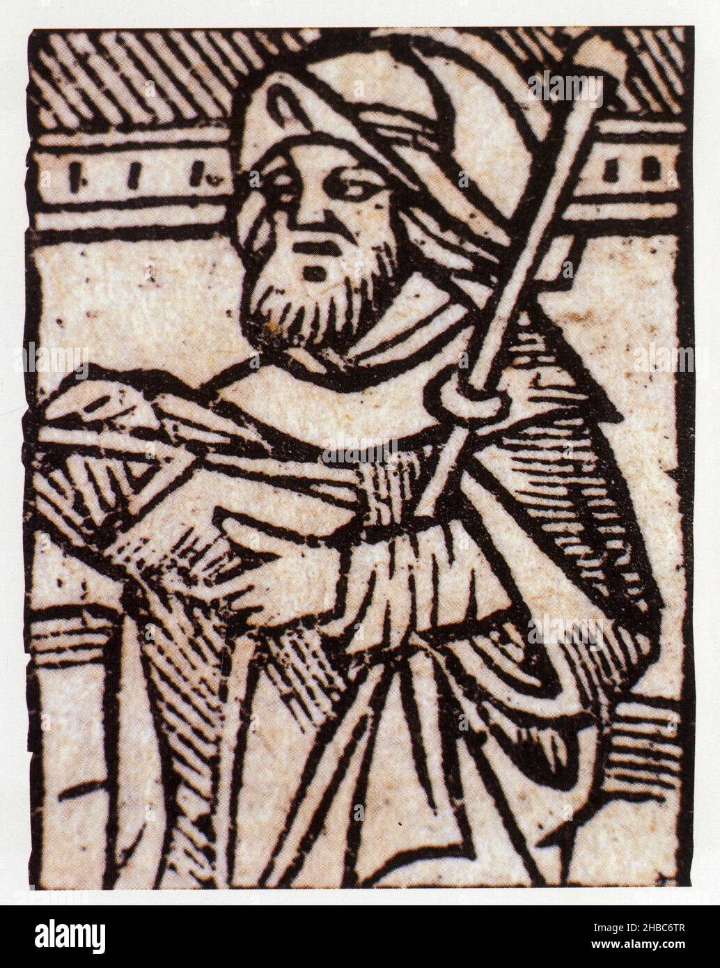 Reprémentation de saint Jacques extraite du livre imprimé la Légende Dorée de Jacques de Voragine,1507 Foto Stock