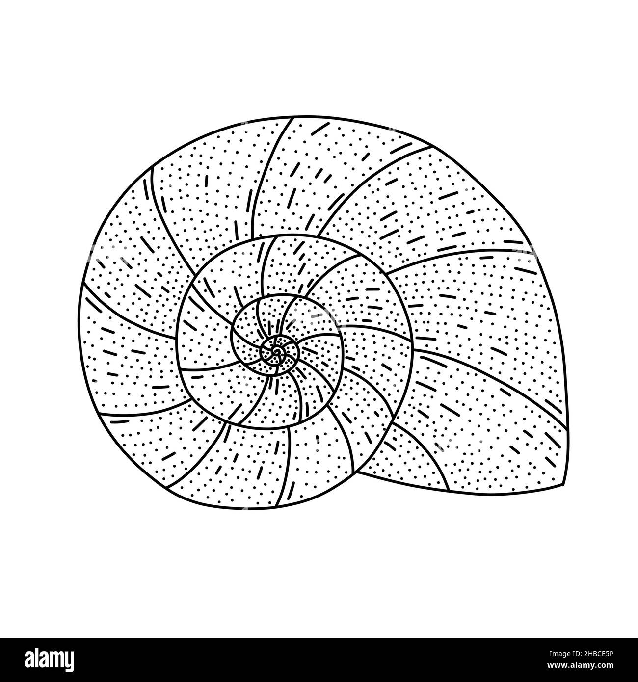 Cuocetta a spirale disegnata a mano in stile doodle. Isolato su illustrazione vettoriale bianca Illustrazione Vettoriale