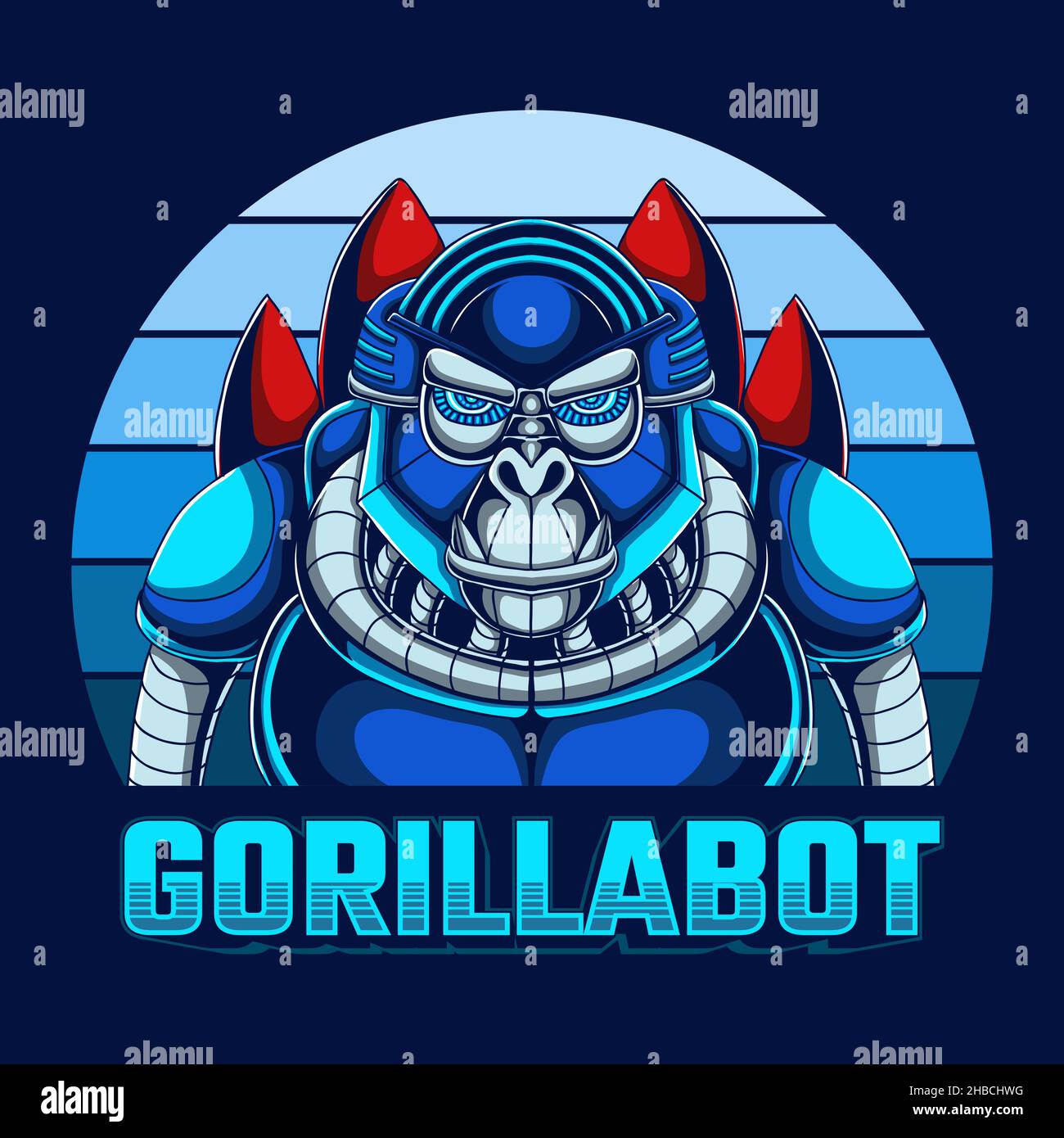 Illustrazione vettoriale retrò del robot Gorilla Illustrazione Vettoriale