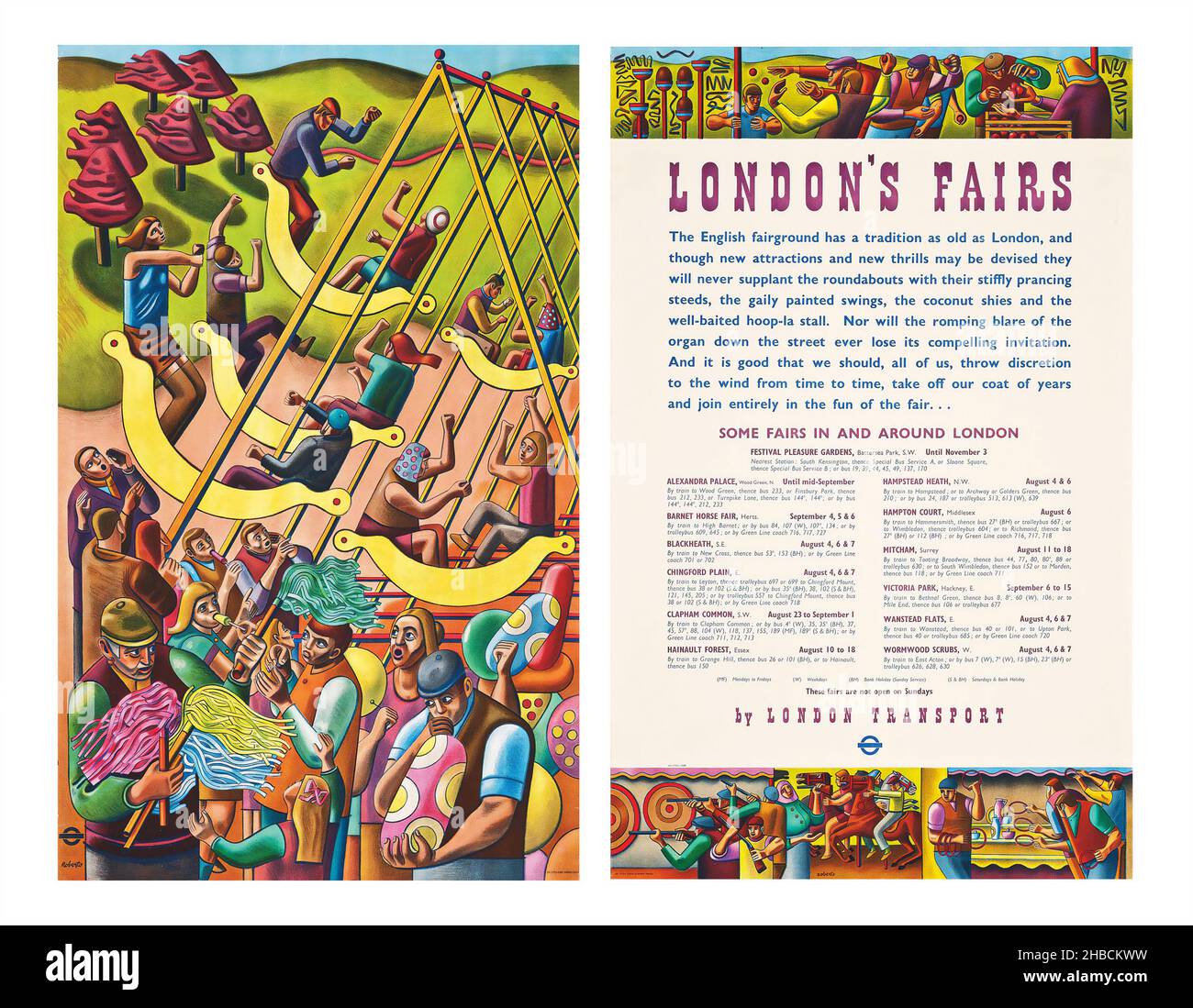 Fiere di Londra, di William Roberts, 1951 - 2 Sides. Annuncio vintage per London Transport, London Underground Foto Stock
