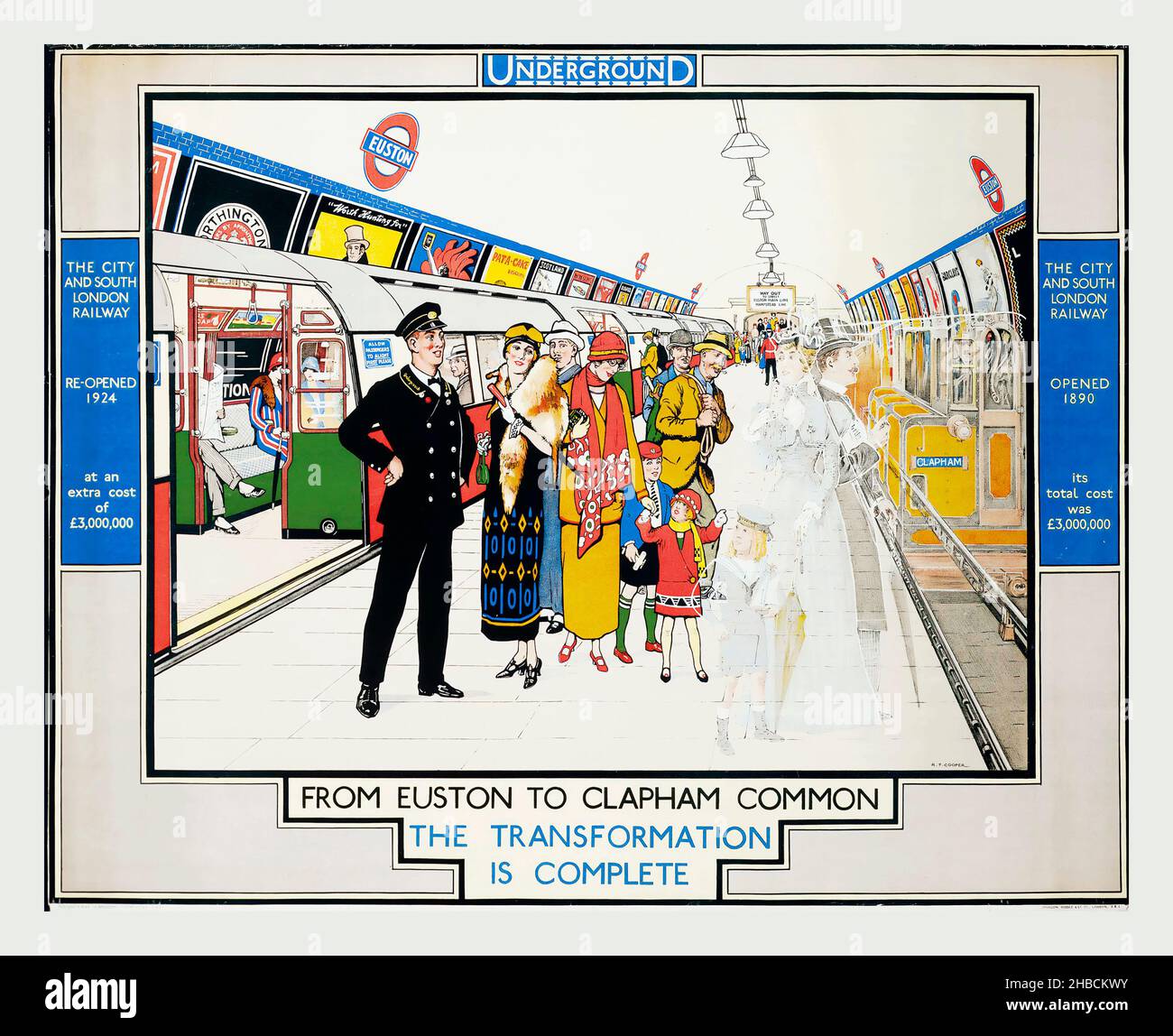 Da Euston a Clapham Common la trasformazione è completa, di Richard T Cooper, 1924, annata London Underground ad. Foto Stock