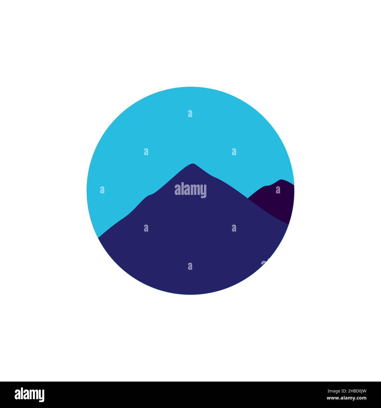 montagna blu colorato con cielo logo design vettoriale simbolo icona segno illustrazione idea creativa Illustrazione Vettoriale
