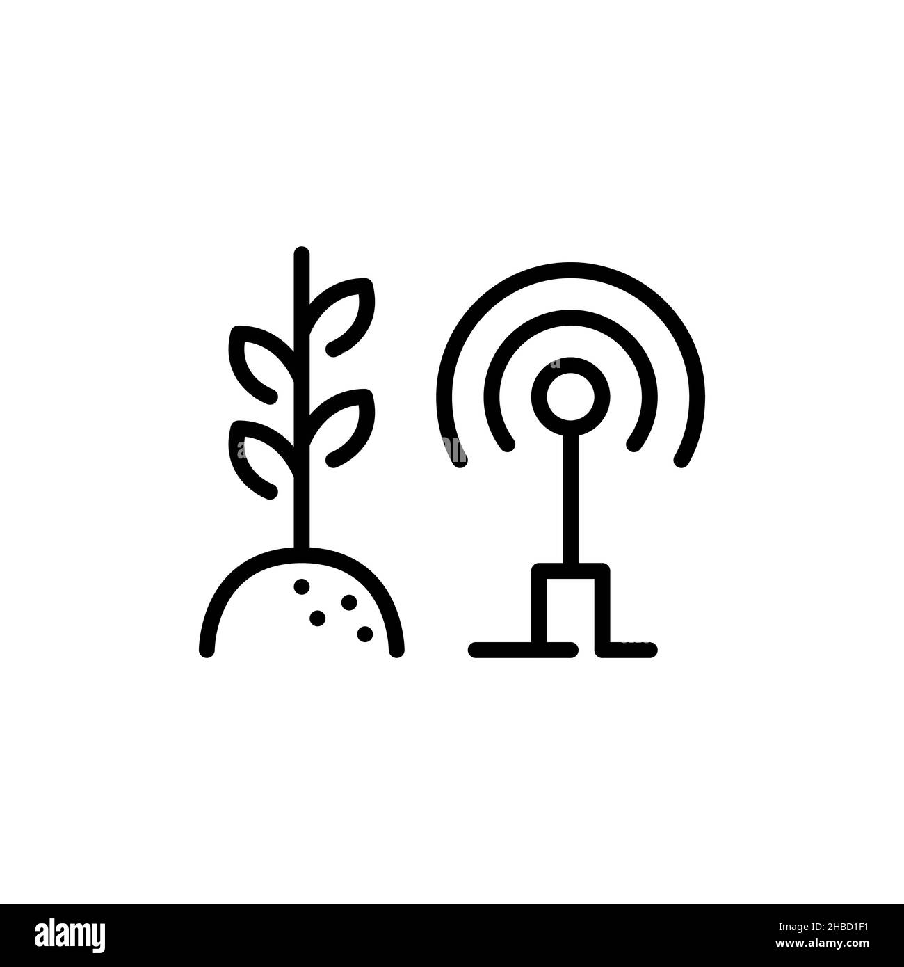 Sensore intelligente per l'agricoltura accanto a un impianto in crescita. Connessione wireless basata sulla tecnologia Internet of Things. Pixel Perfect, icona a colori con tratto modificabile Illustrazione Vettoriale Sensore intelligente per l'agricoltura accanto a un impianto in crescita. Connessione wireless basata sulla tecnologia Internet of Things. Pixel Perfect, icona a colori con tratto modificabile Illustrazione Vettoriale