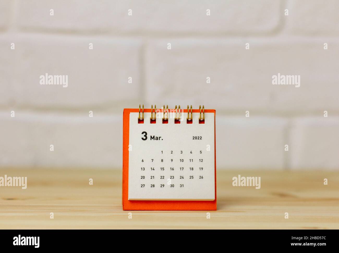 Calendario del 2022 marzo su sfondo chiaro Foto Stock