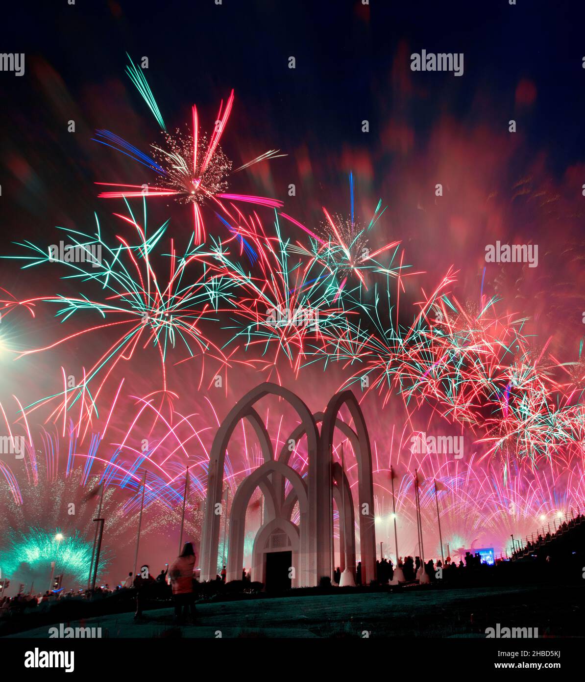 Fuochi d'artificio a Doha, QATAR Foto Stock