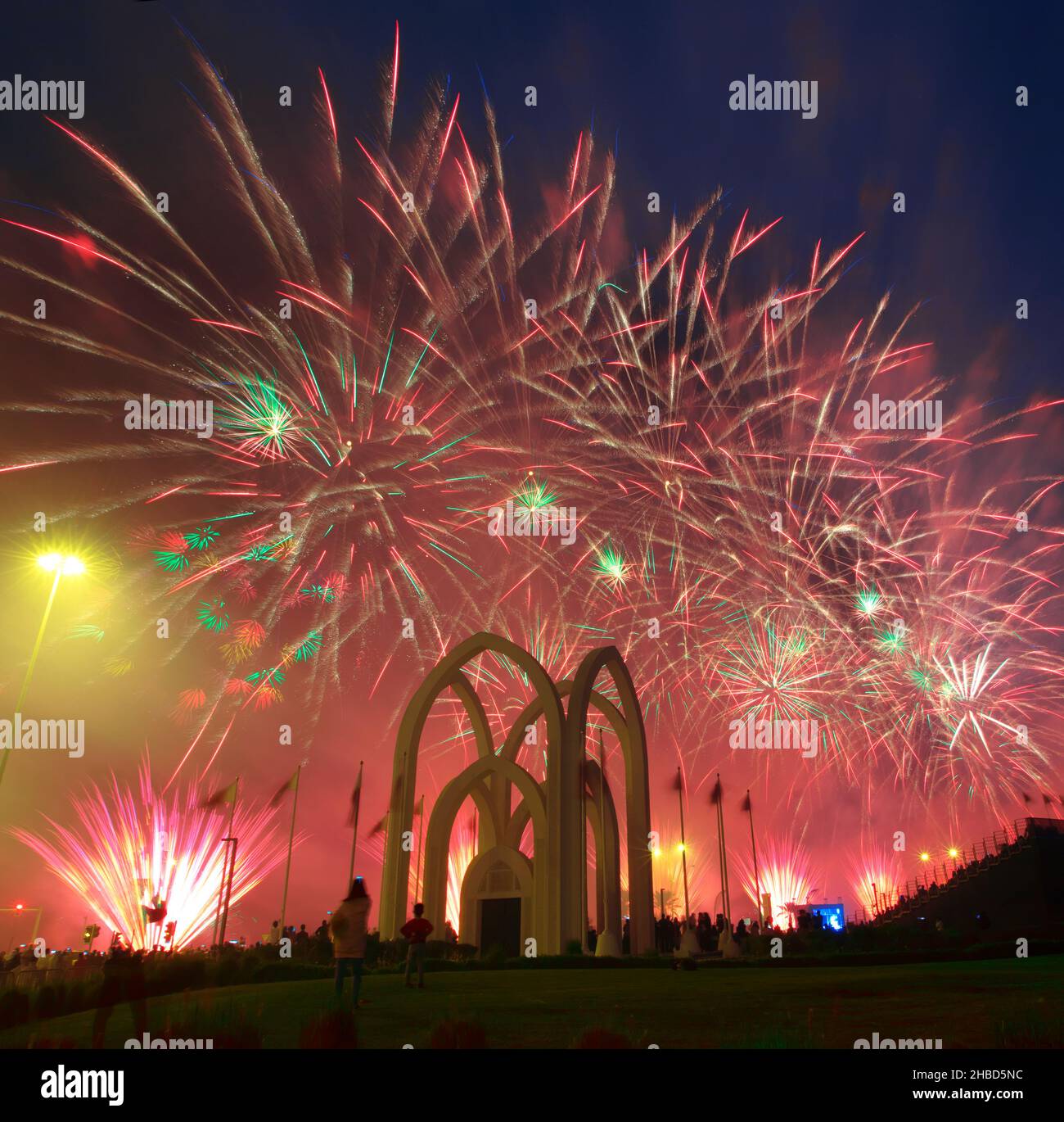 Fuochi d'artificio a Doha, QATAR Foto Stock