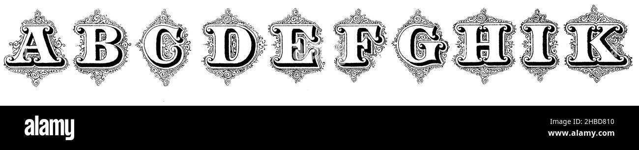 Alfabeto: Alfabeto romano, A-K, , anonimato (libro modello, ca. 1900), Alphabet: Römische Schrift, A-K, Alphabet : écriture romaine, A-K. Foto Stock