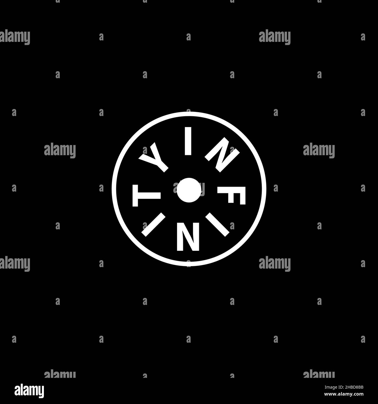 Segno di infinito. Logo minimal infinito. Stampa per t-shot. Simbolo eterno con testo. Illustrazione Vettoriale