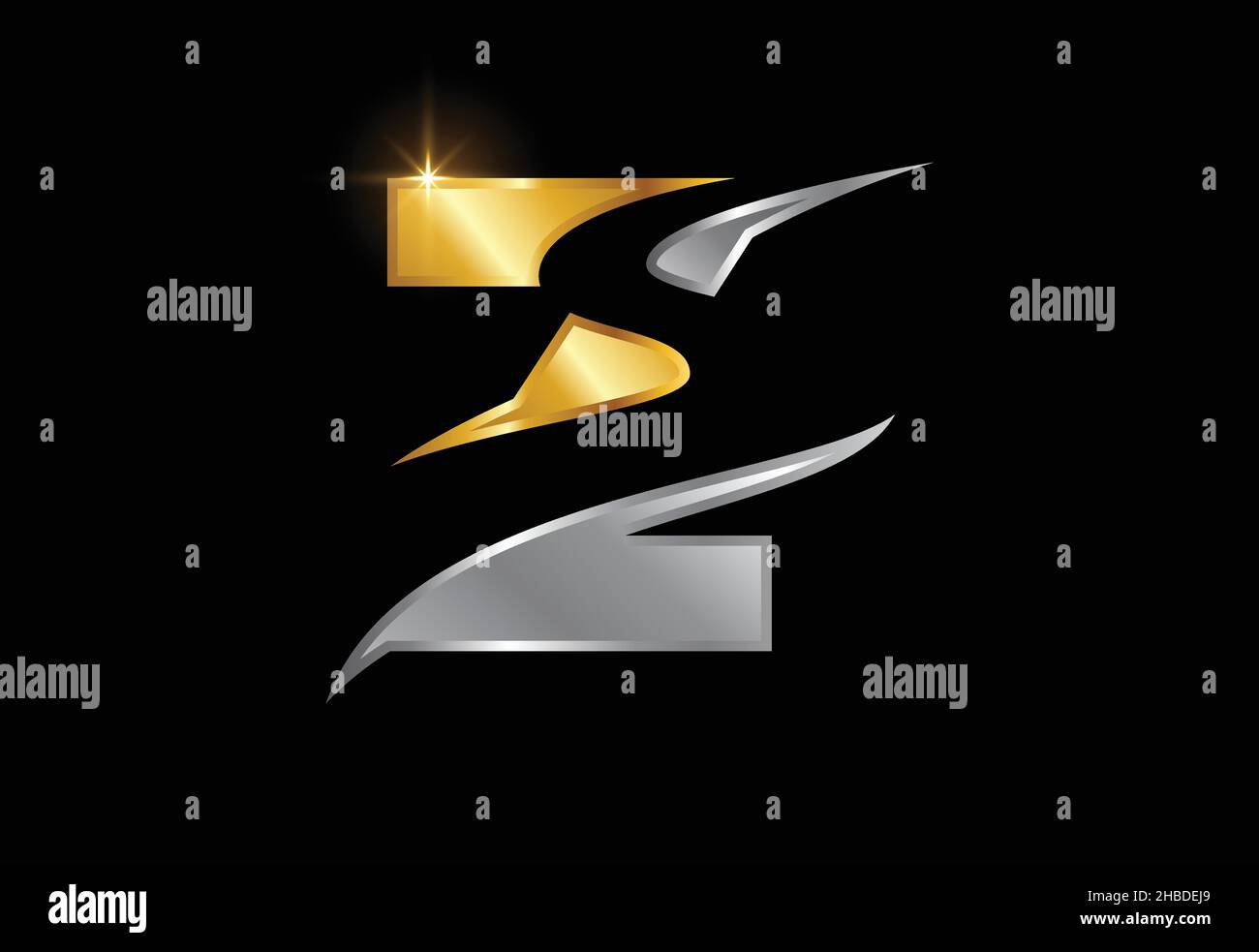 Lettera iniziale Z con backspace S o pathway modello vettoriale per la progettazione di logo, simbolo alfabetico grafico per l'identità aziendale Illustrazione Vettoriale