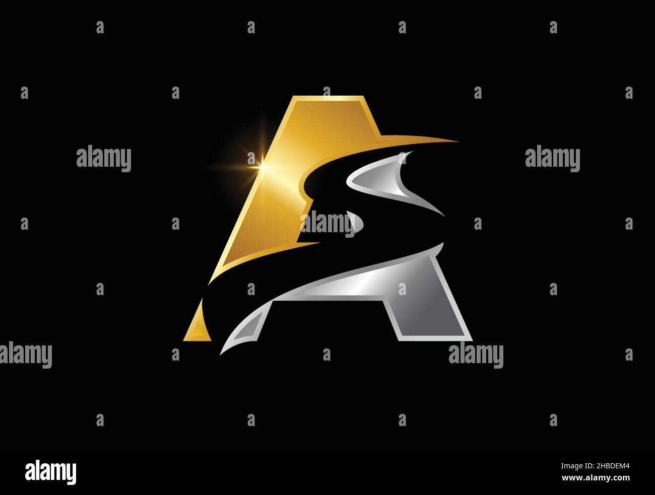Lettera iniziale A con modello vettoriale di progettazione del logo del backspace S o pathway, simbolo dell'alfabeto grafico per l'identità aziendale Illustrazione Vettoriale