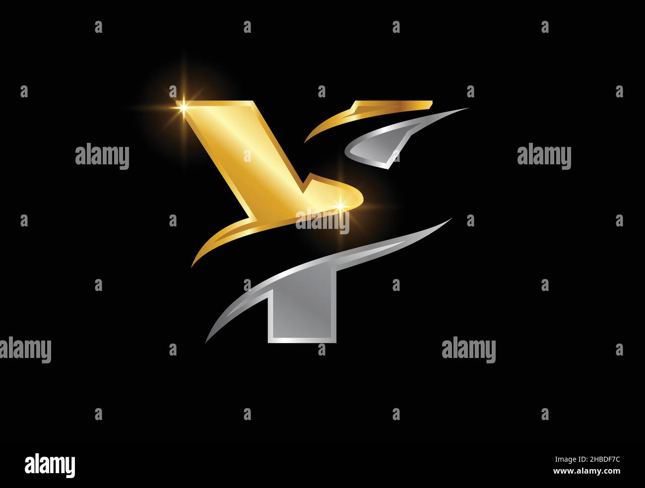 Lettera iniziale Y con backspace S o pathway modello vettoriale per la progettazione di logo, simbolo alfabetico grafico per l'identità aziendale Illustrazione Vettoriale