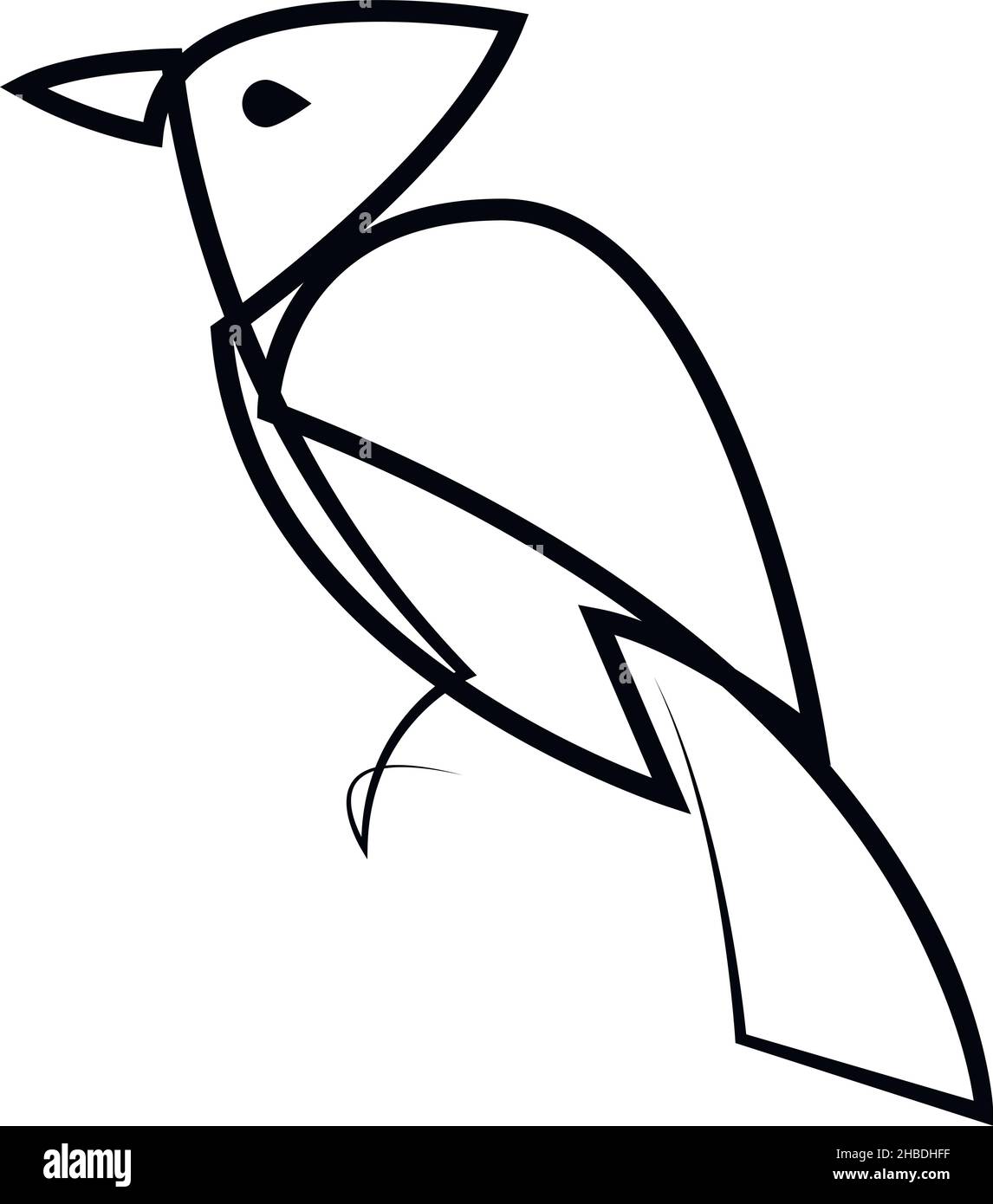 Maschio rosso cardinale settentrionale. Una linea continua disegnando uccello rosso con crested. Schizzo vettoriale lineare di uccello disegnato a mano isolato. Capodanno, Natale, vincere Illustrazione Vettoriale