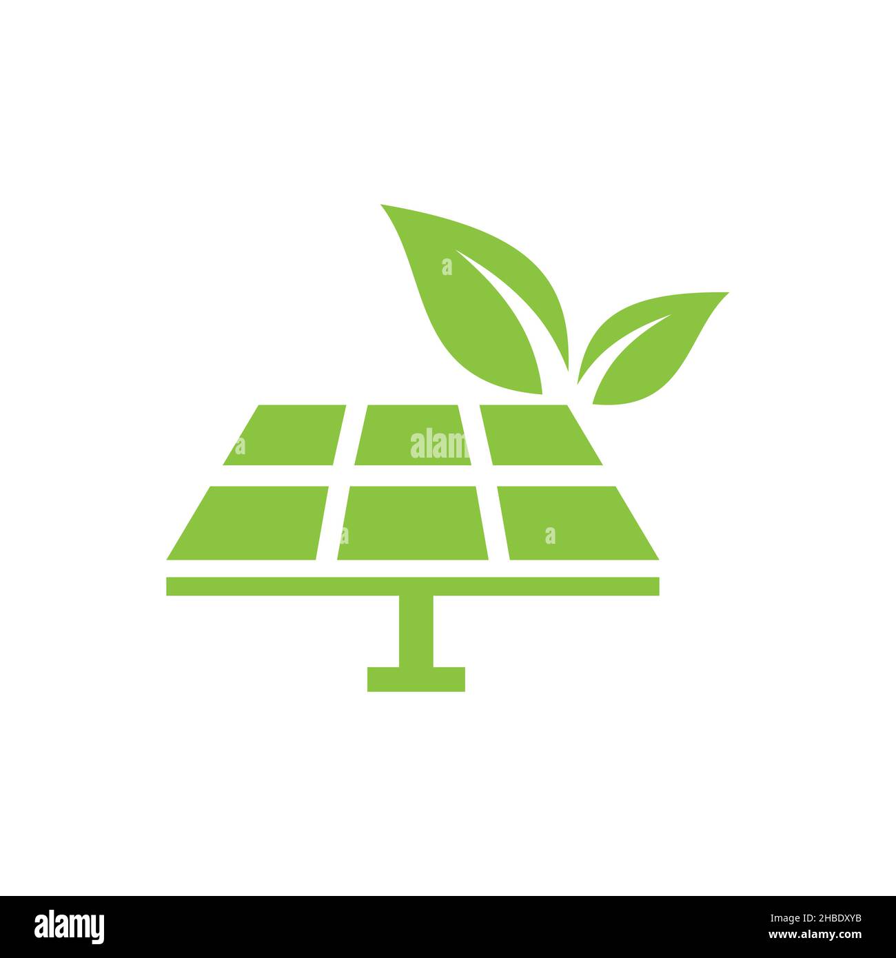 Pannello solare con icona vettoriale riempita a foglia. Simbolo verde di energia. Illustrazione Vettoriale