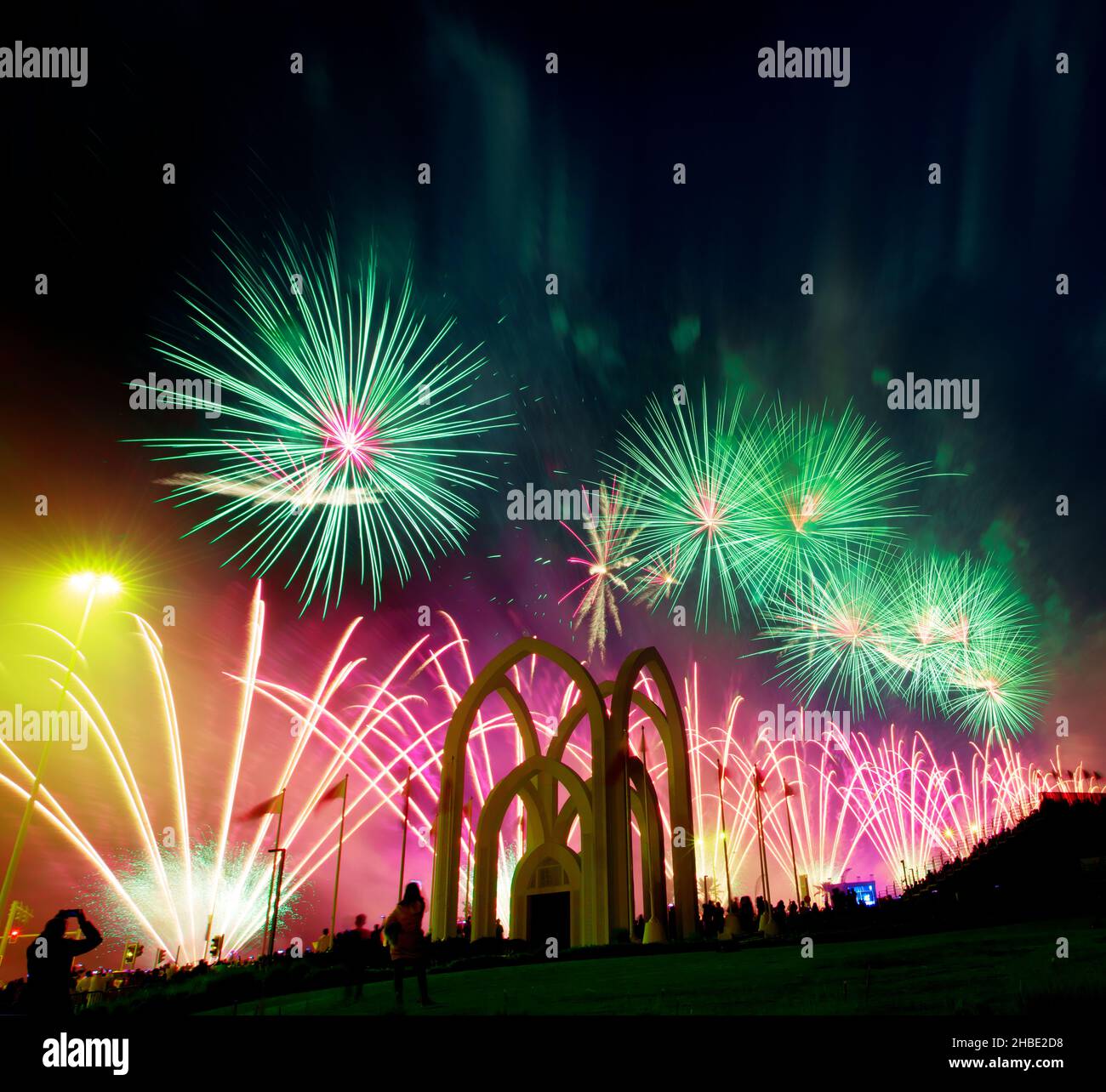 Fuochi d'artificio a Doha, QATAR Foto Stock