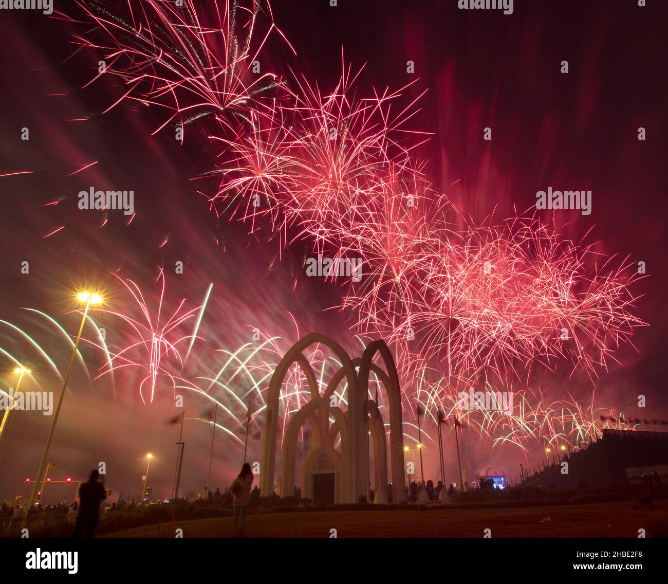 Fuochi d'artificio a Doha, QATAR Foto Stock
