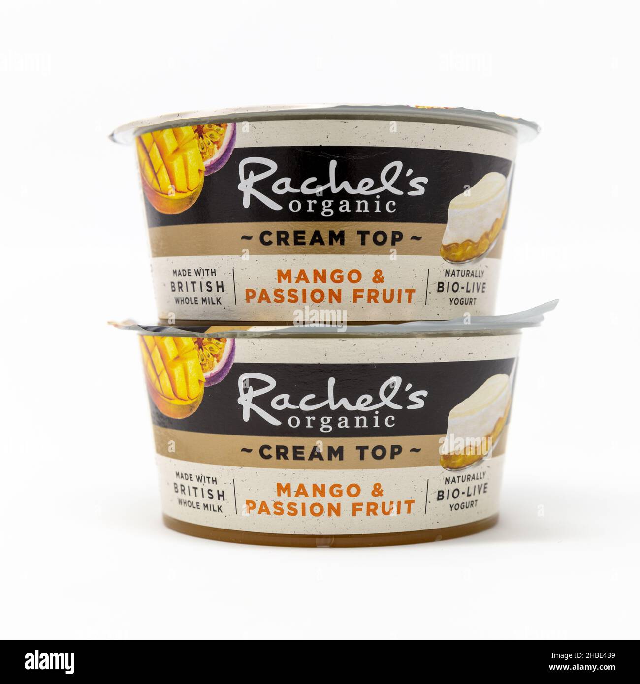 Rachel's Organic Cream Top Mango & Passion frutta yogurt Foto Stock