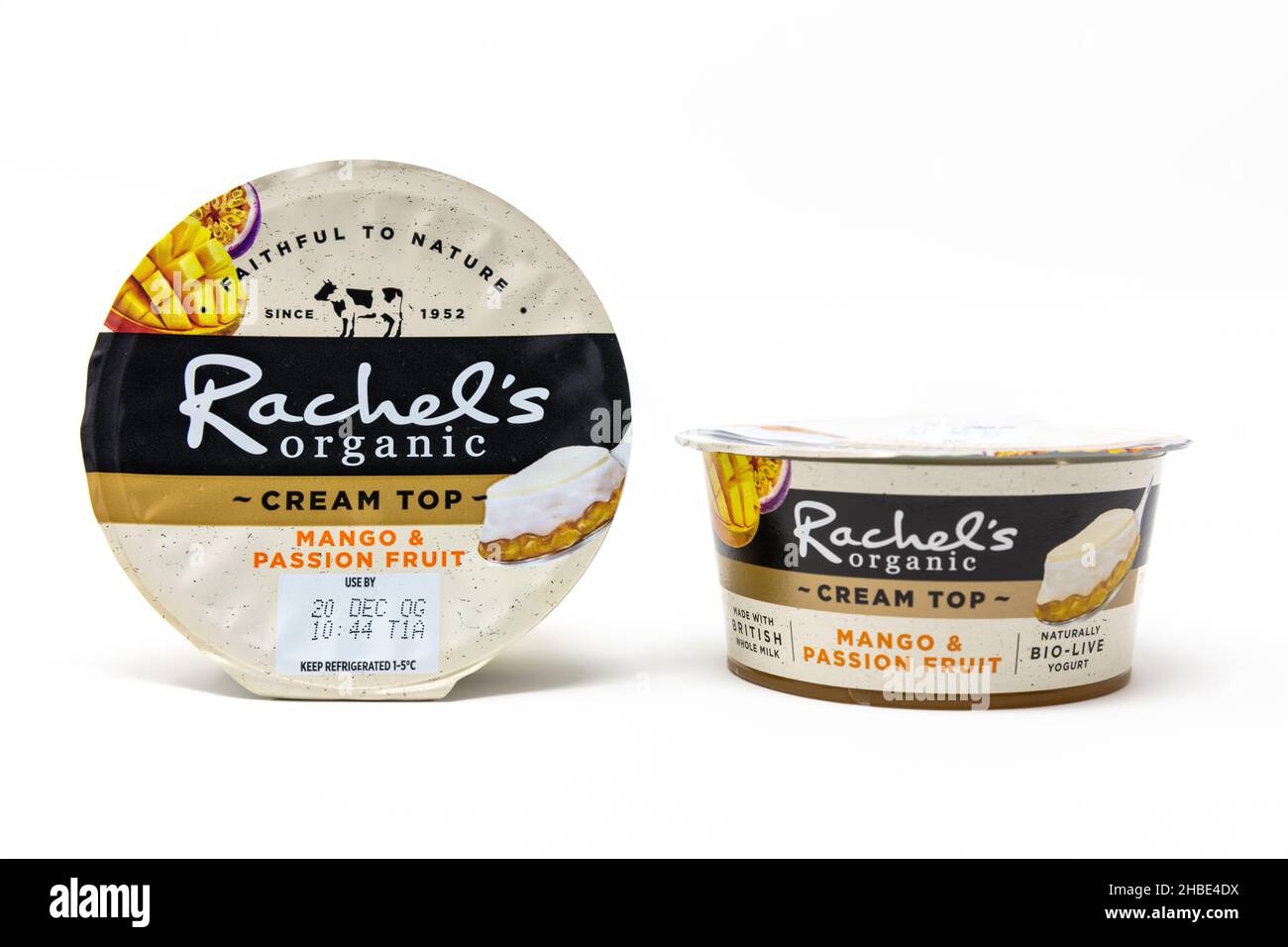 Rachel's Organic Cream Top Mango & Passion frutta yogurt Foto Stock