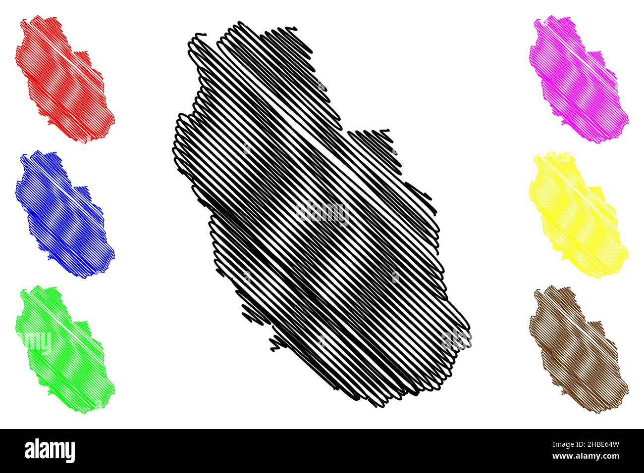 Illustrazione vettoriale del distretto di Mandi (stato di Himachal Pradesh, Repubblica dell'India), schizzo della mappa di Mandi Illustrazione Vettoriale