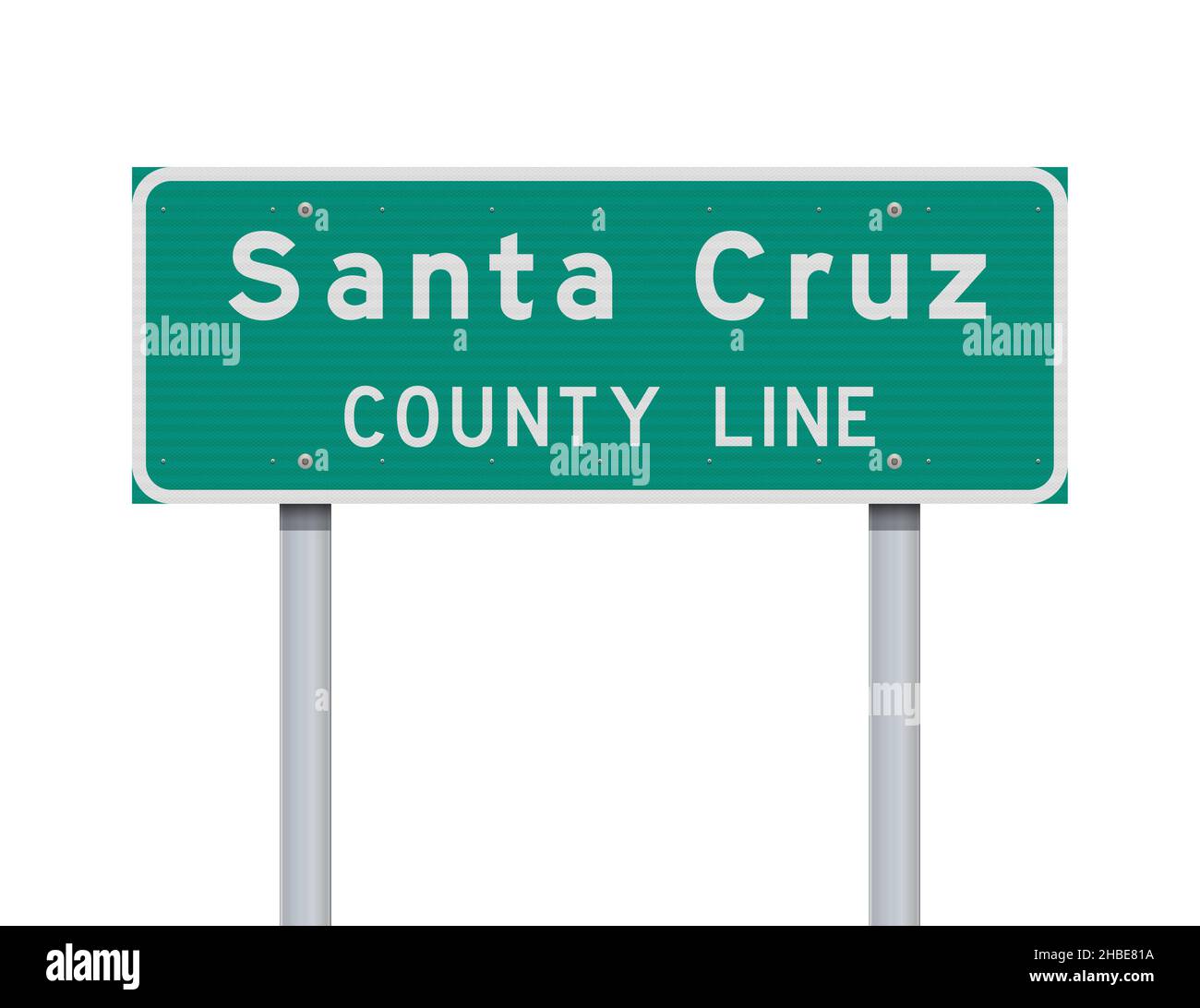 Illustrazione vettoriale del cartello verde della linea della contea di Santa Cruz Illustrazione Vettoriale