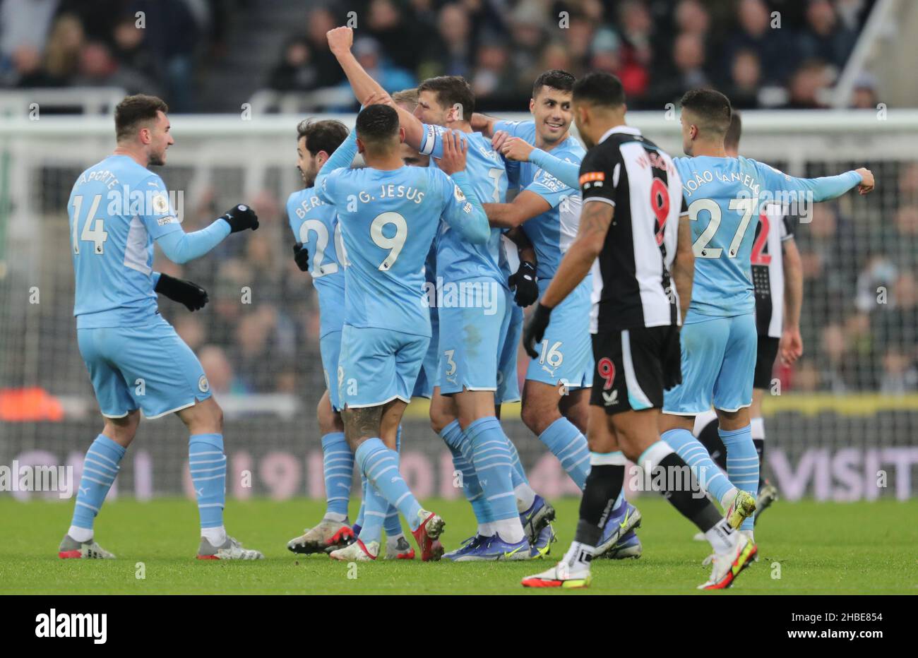 MANCHESTER CITY PLAYER CELEBRA IL MAHREZ GOAL, NEWCASTLE UNITED FC V MANCHESTER CITY FC, 2021 Foto Stock