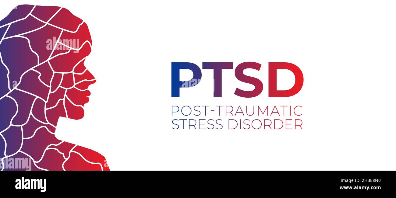 PTSD bianco Post-traumatico stress Disorder Trauma Vector Illustrazione con persona Illustrazione Vettoriale