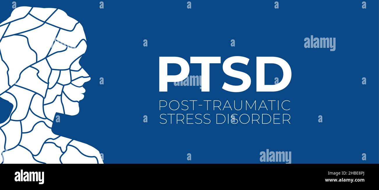 PTSD Post-traumatico stress Disorder Trauma Vector Illustrazione con persona Illustrazione Vettoriale