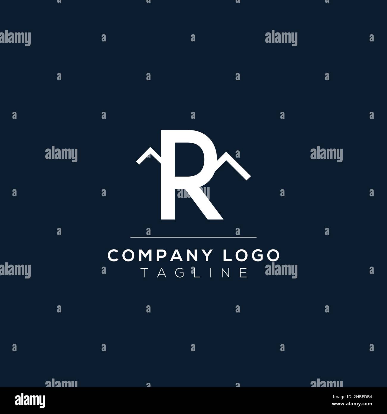 Lettera R alfabeto monogramma con la cima della montagna. Simbolo del cartello con il logo della montagna. Moderno logo vettoriale per l'azienda e l'identità aziendale. Illustrazione Vettoriale