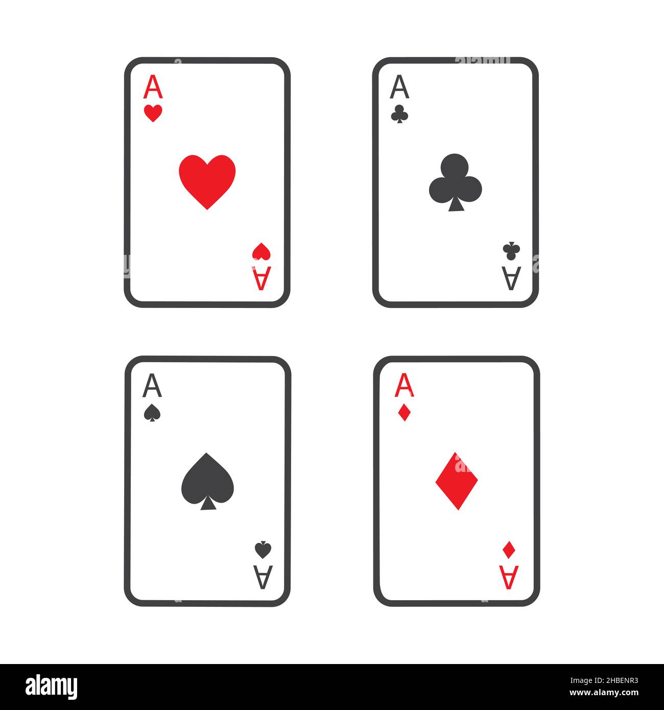 Set di quattro carte da gioco assi vettore. Mano di poker vincente. Illustrazione Vettoriale