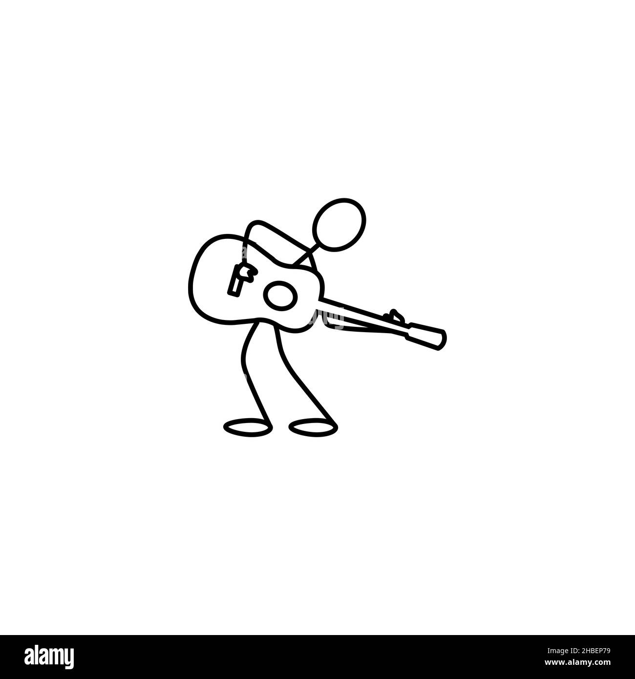 Bastone figura Guitar man vettore isolato su sfondo bianco Illustrazione Vettoriale