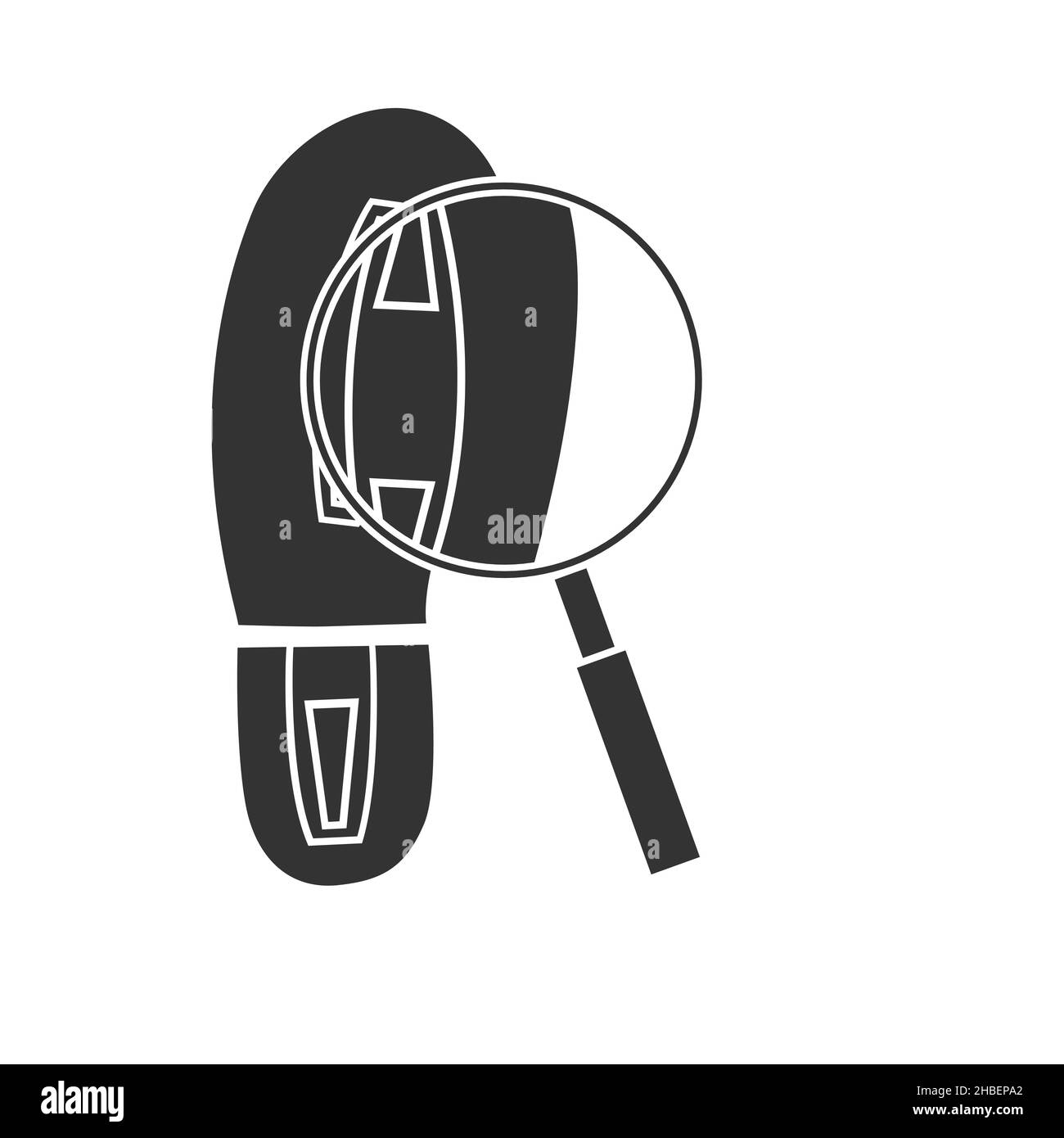 Ricerca del vettore di icone a forma di footprint e lente d'ingrandimento Illustrazione Vettoriale