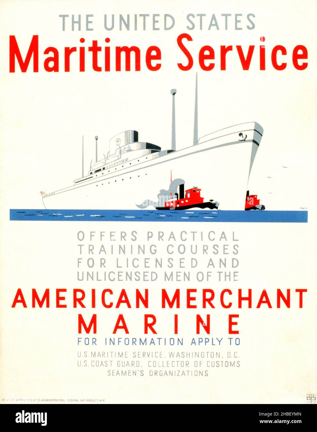 Federal Art Project a New York City, c.. 1936, per il servizio marittimo degli Stati Uniti - corsi di formazione per i membri dell'American Merchant Marine. Foto Stock