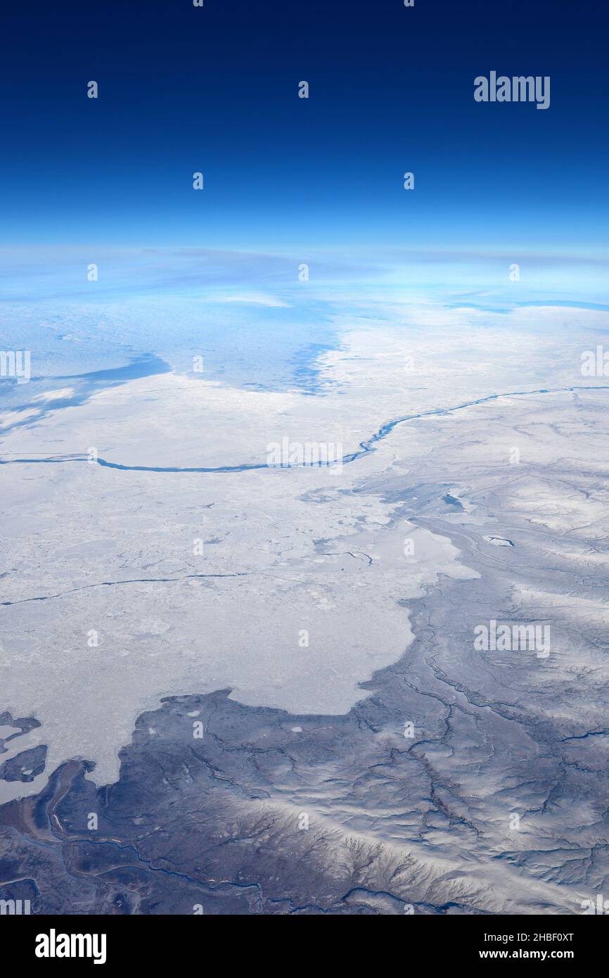 La Terra dall'alto: Paesaggio panoramico ghiacciato Foto Stock