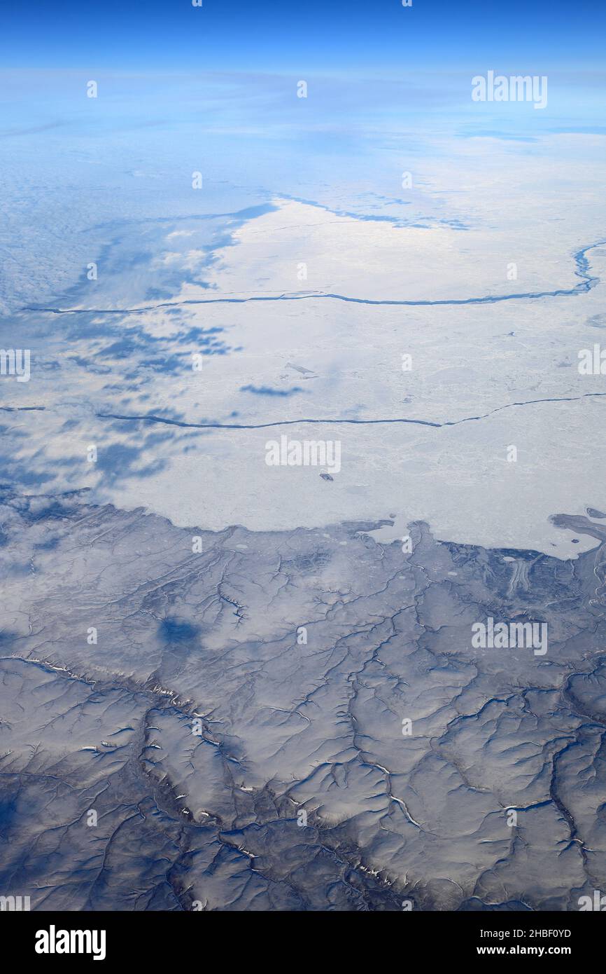 La Terra dall'alto: Paesaggio panoramico ghiacciato Foto Stock