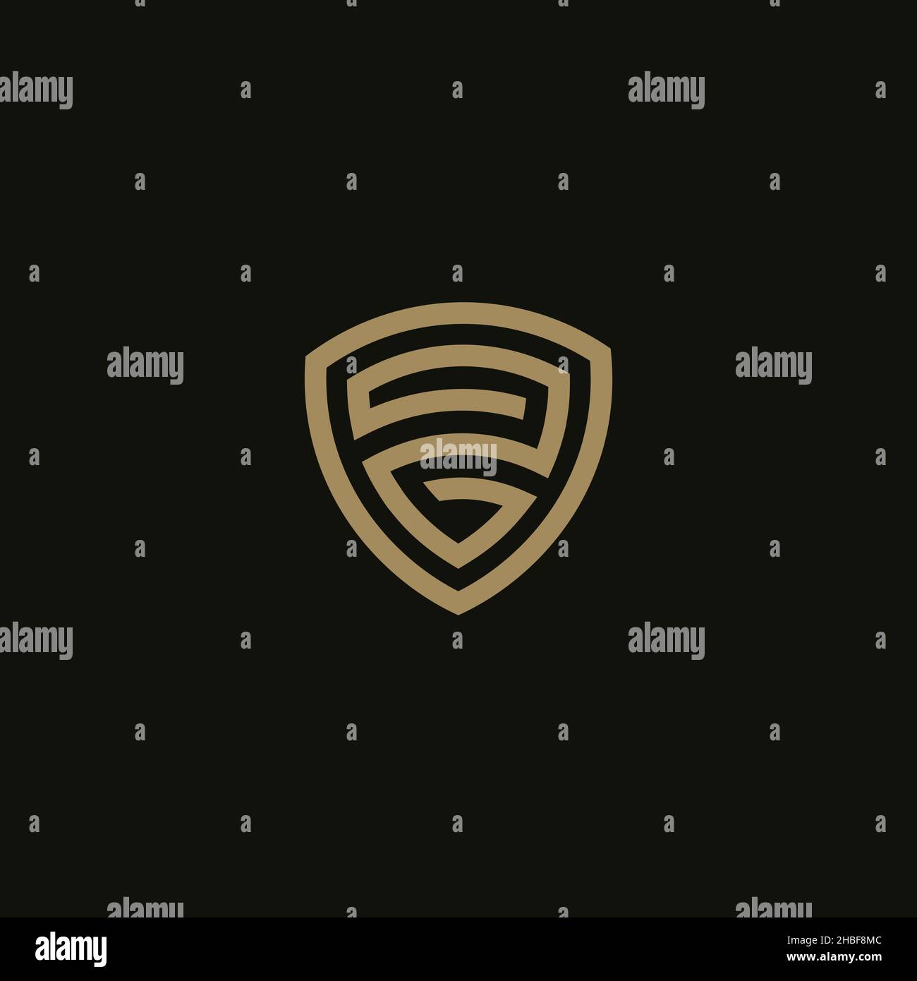 Lettera astratta Z o numero 2 in Contour Frame Shield, logo concettuale in stile lineare minimalista per sistemi di sicurezza e cybersicurezza. Vettore Illustrazione Vettoriale